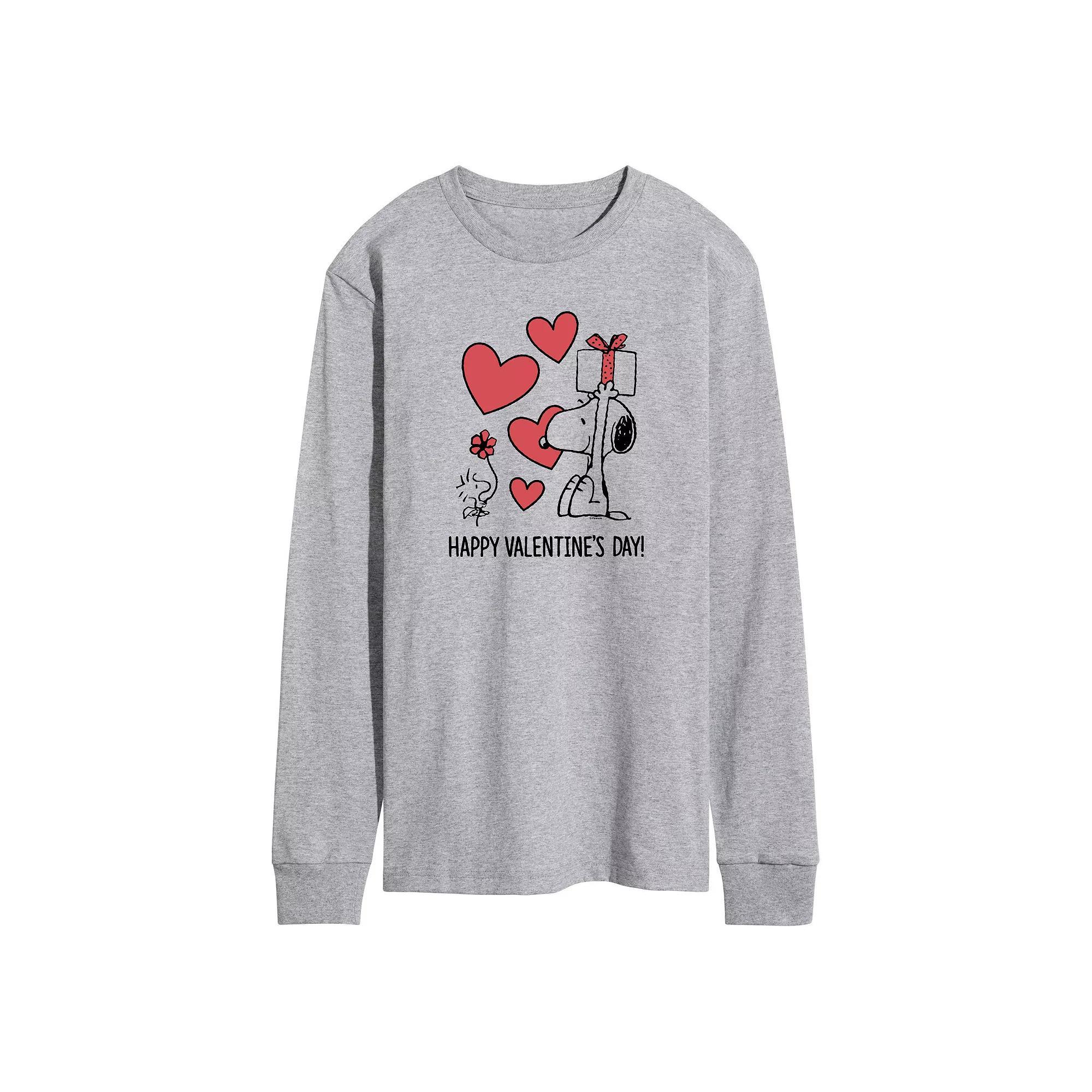 Men's Peanuts Happy Valentines Day Long Sleeve Graphic Tee,  Product Image