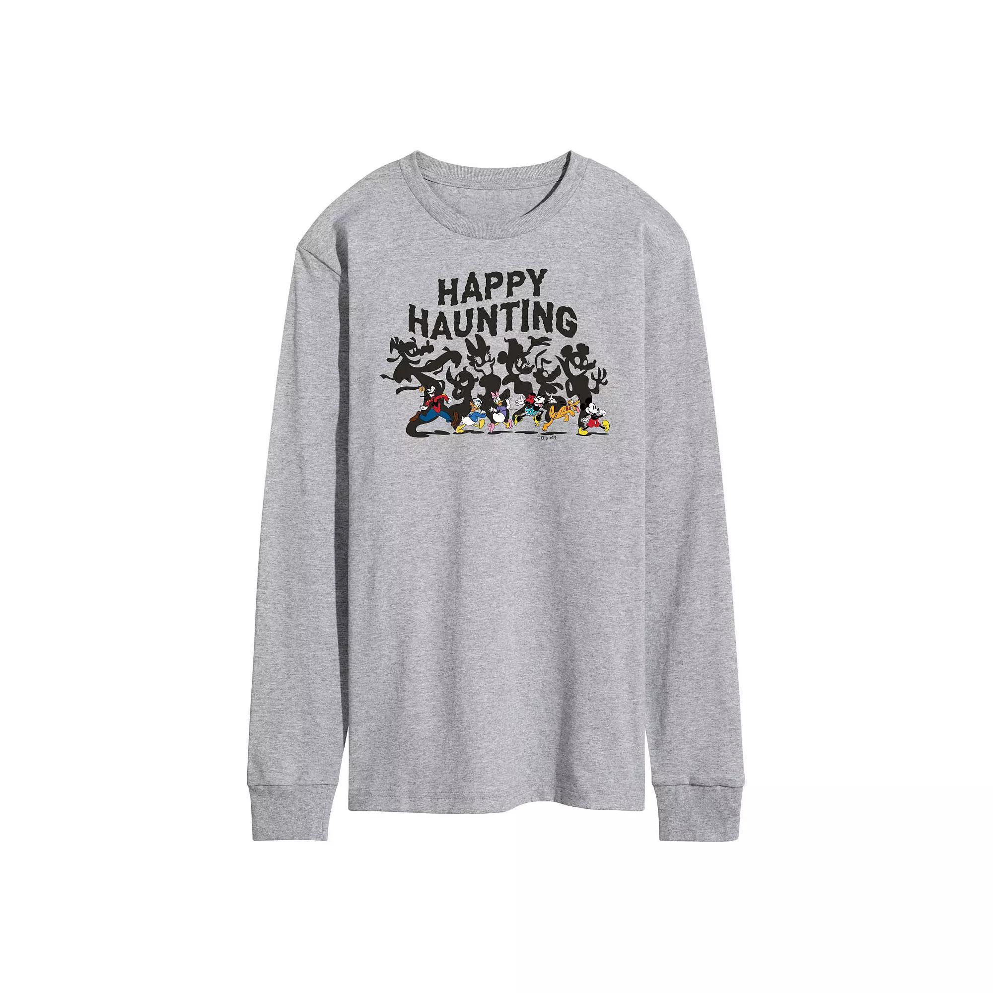 Disney's Mickey Mouse & Friends Men's Happy Haunting Long Sleeve Graphic Tee, Size: XL, Gray Product Image