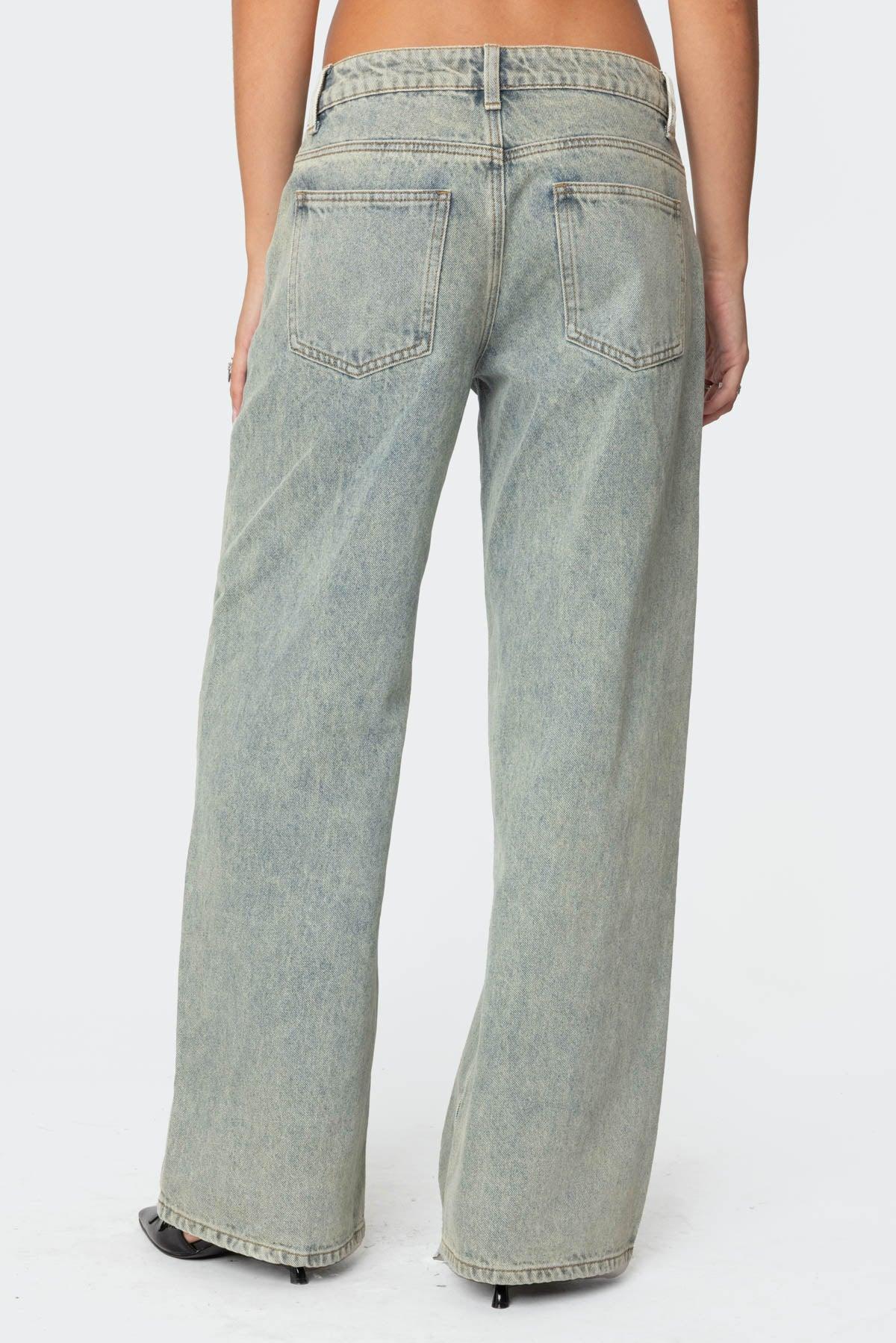 16 Vintage Acid Wash Low Rise Baggy Jeans Product Image