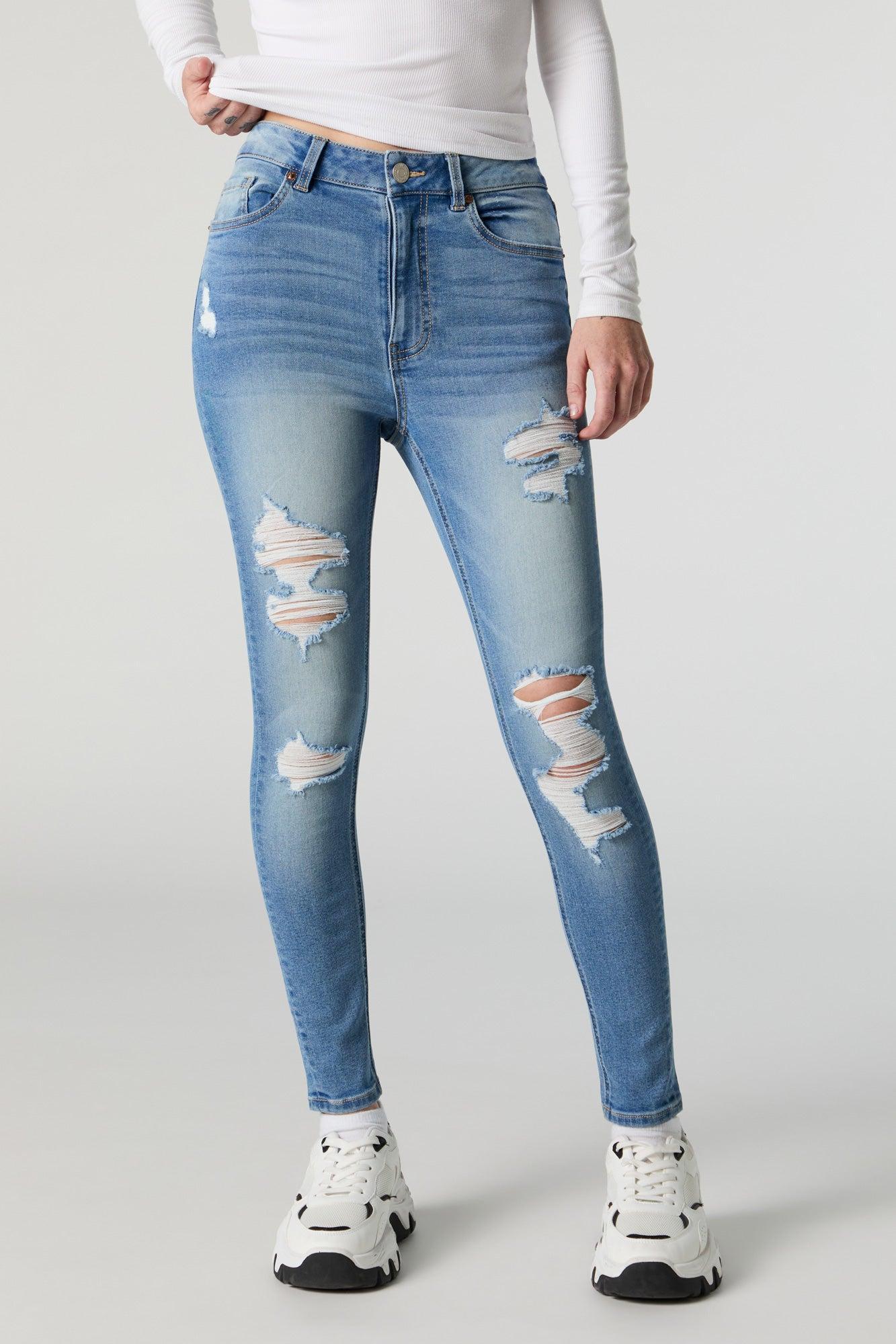 Miami Medium Wash High Rise Distressed Skinny Jean Female Product Image