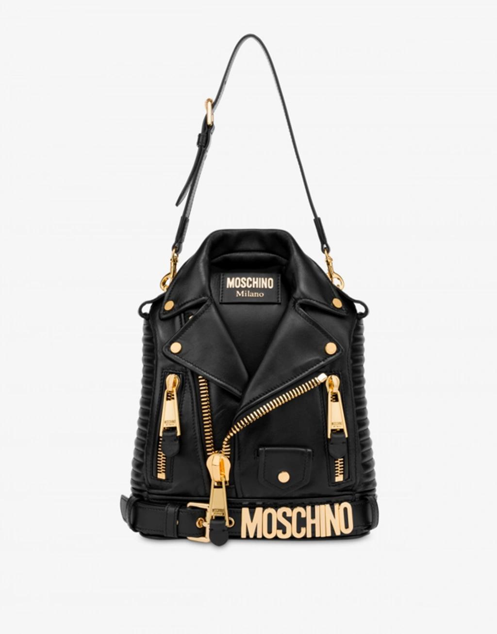 MOSCHINO Biker Backpack In Nappa Leather In Black Product Image