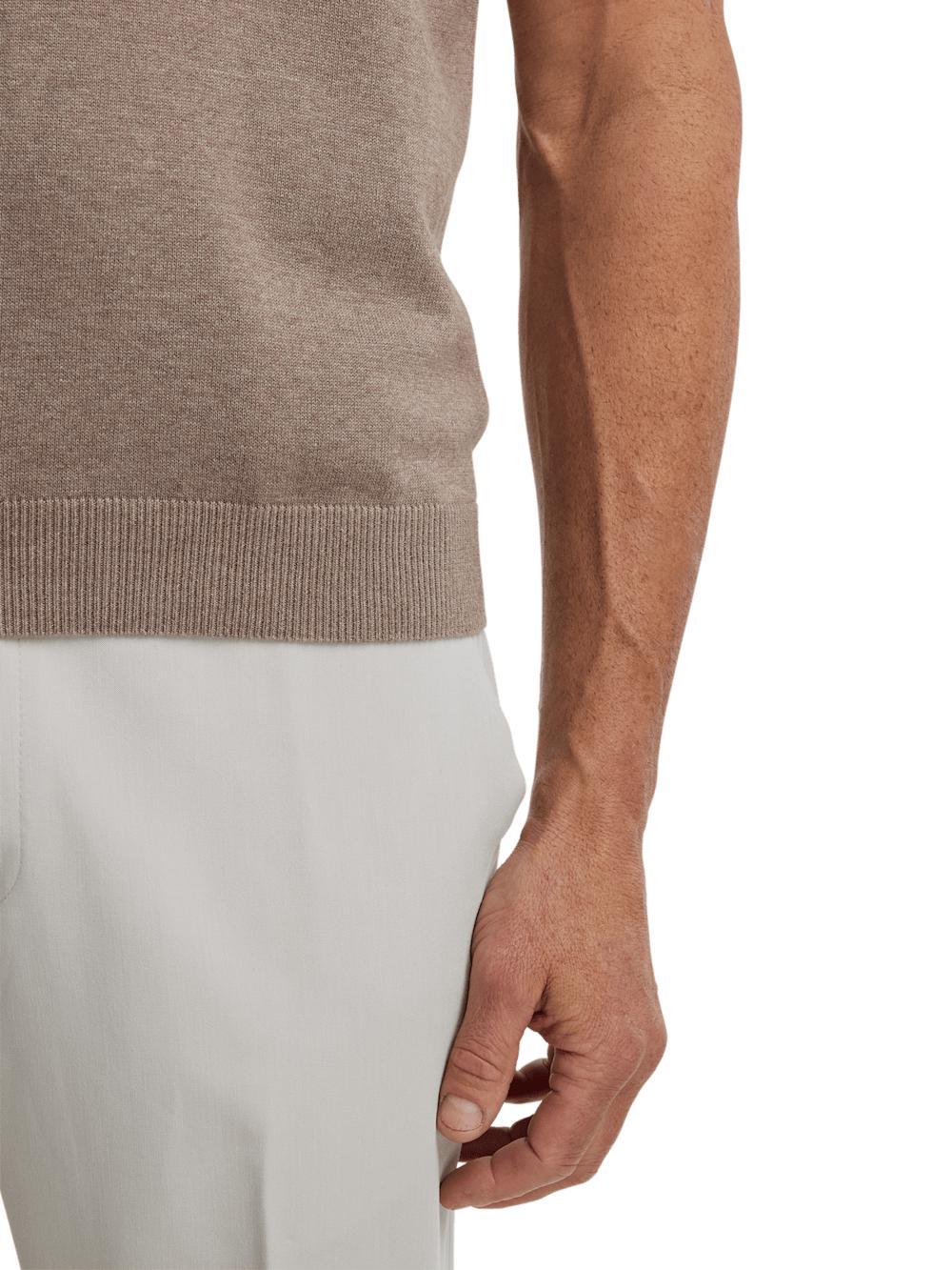 Cotton Three Button Polo - Brown Product Image