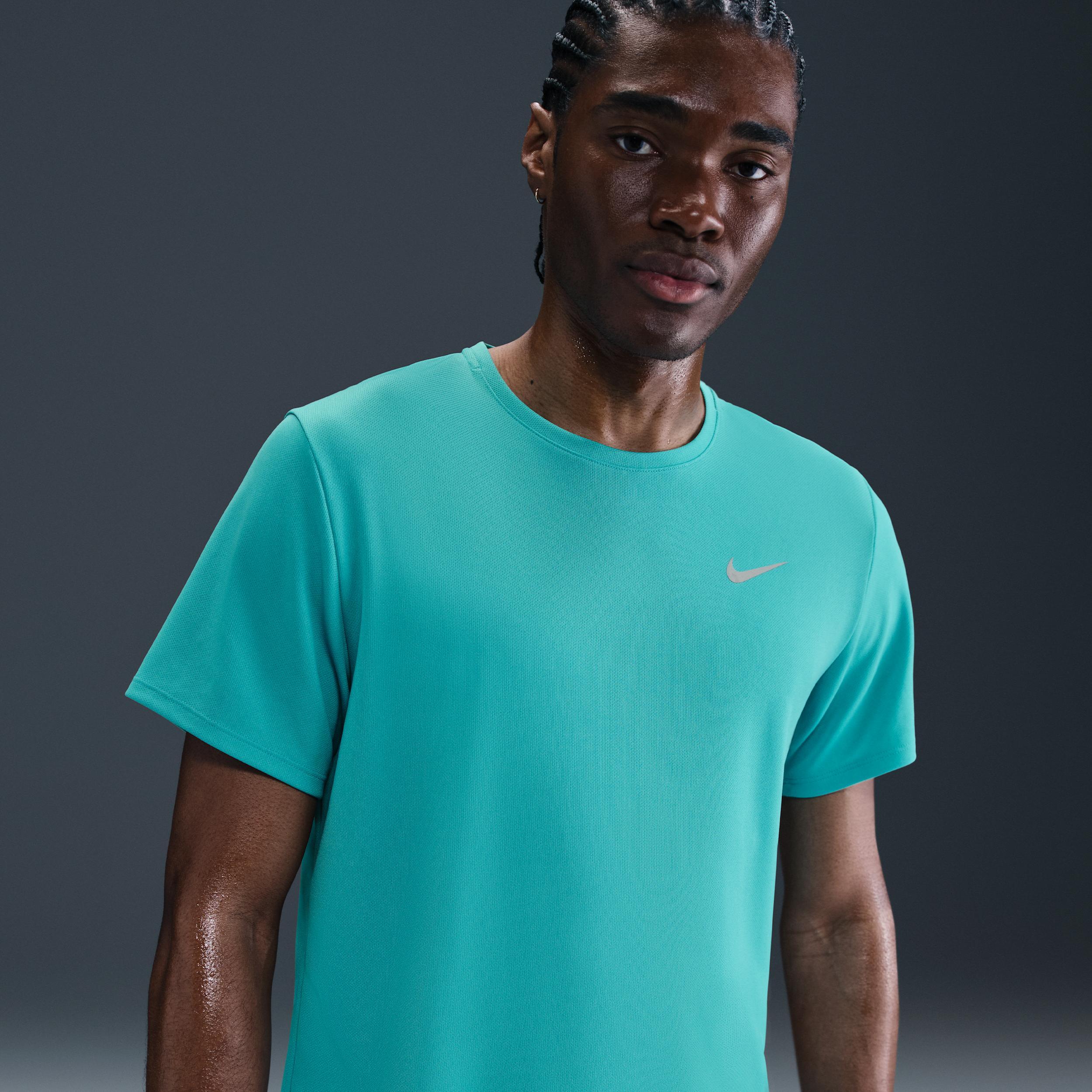 Nike Mens Miler Dri-FIT UV Short-Sleeve Running Top | DV9315-345 Product Image