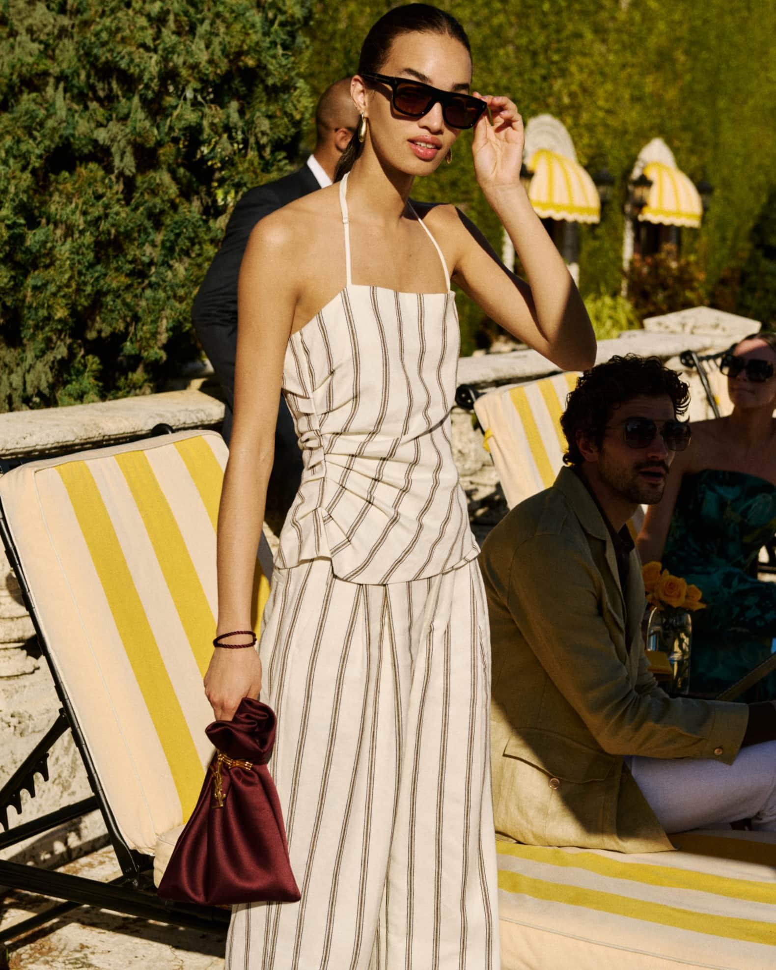 Charles Stripe Wide-Leg Pants Product Image