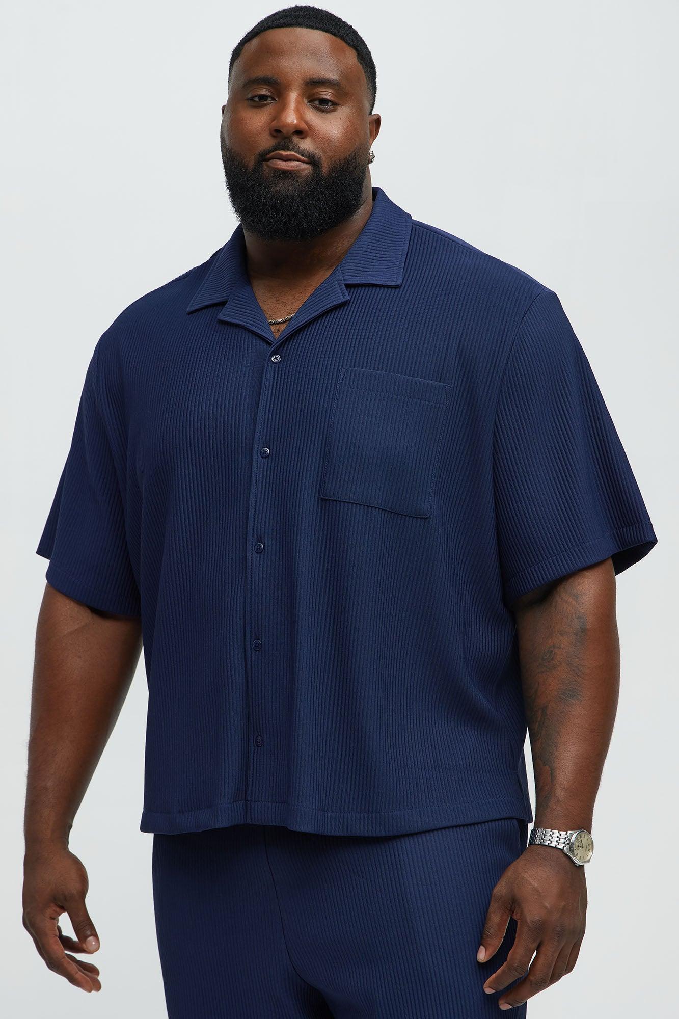 Show Up Short Sleeve Cuban Shirt - Navy Product Image
