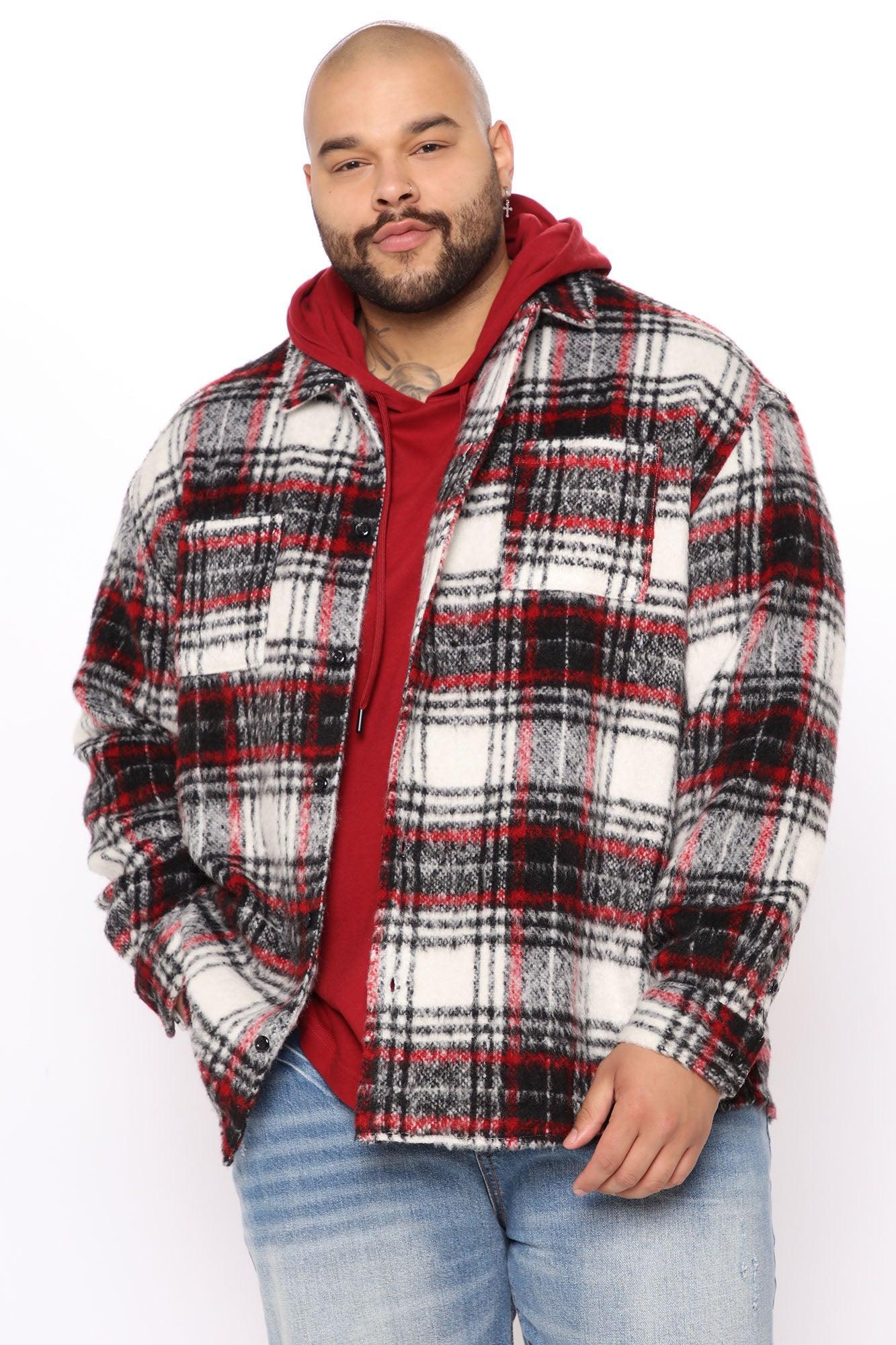 Move Up Plaid Shacket - Red/combo Product Image