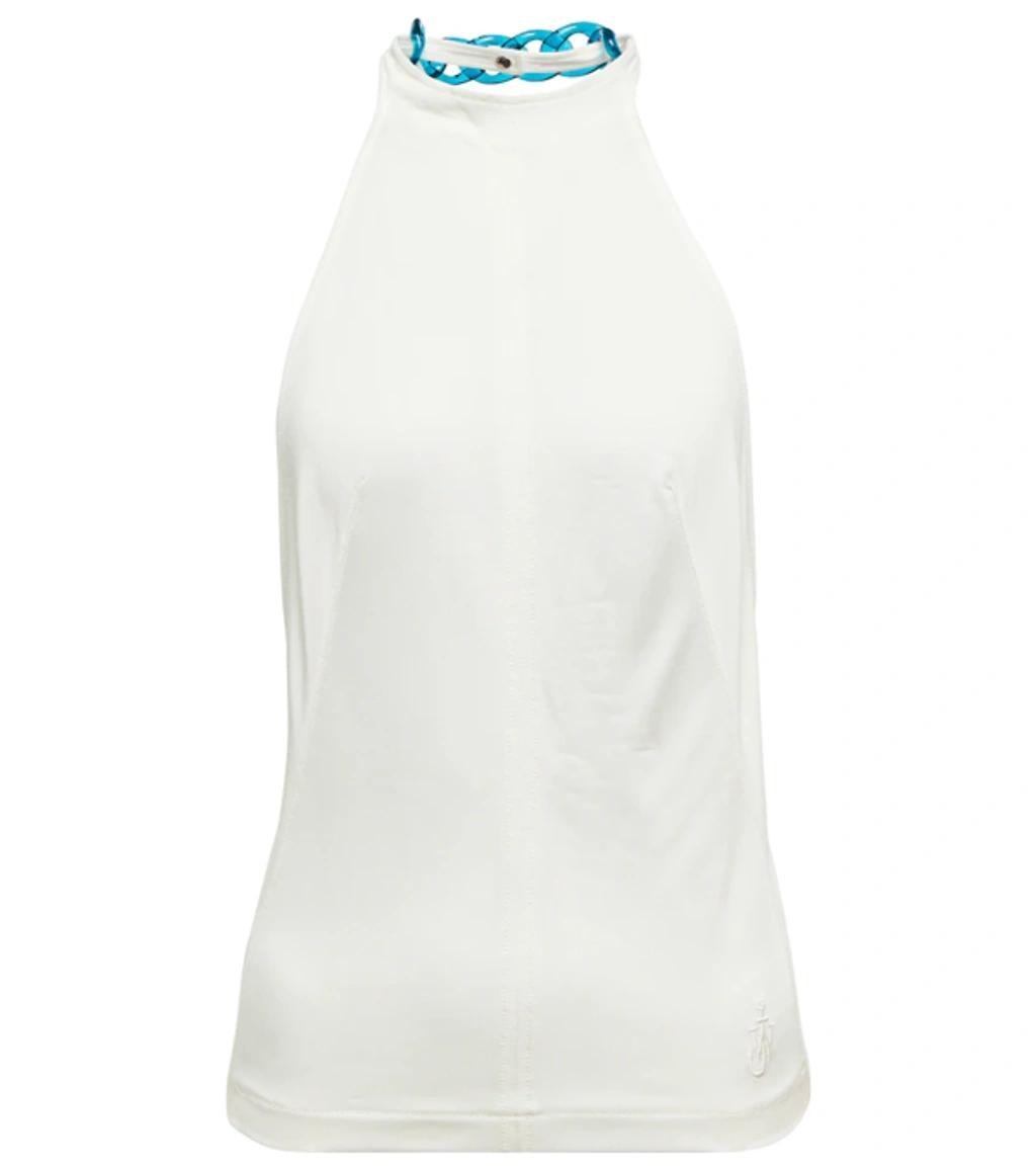 JW ANDERSON Chain-embellished Gabardine Halterneck Top In Off White Product Image