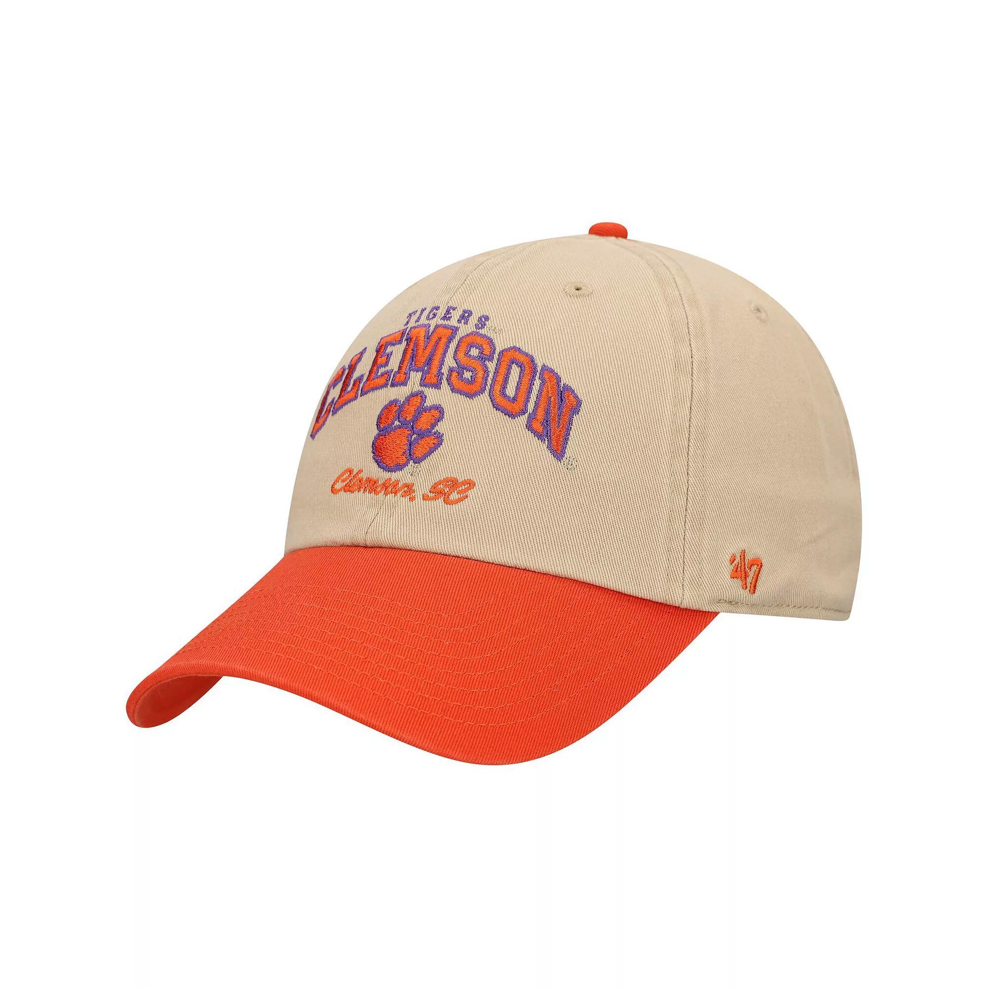 Men's '47 Khaki Clemson Tigers Local Clean Up Adjustable Hat, Beig K Product Image