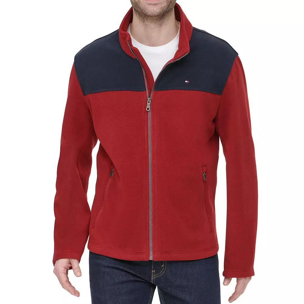 Men's Tommy Hilfiger Fleece Jacket, Size: Small, Black Red Product Image