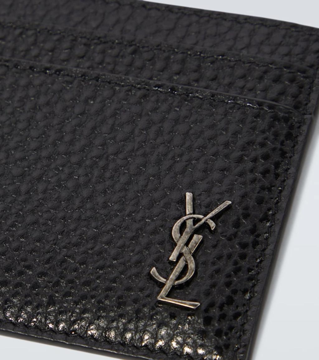 SAINT LAURENT Leather Card Holder In Black Product Image