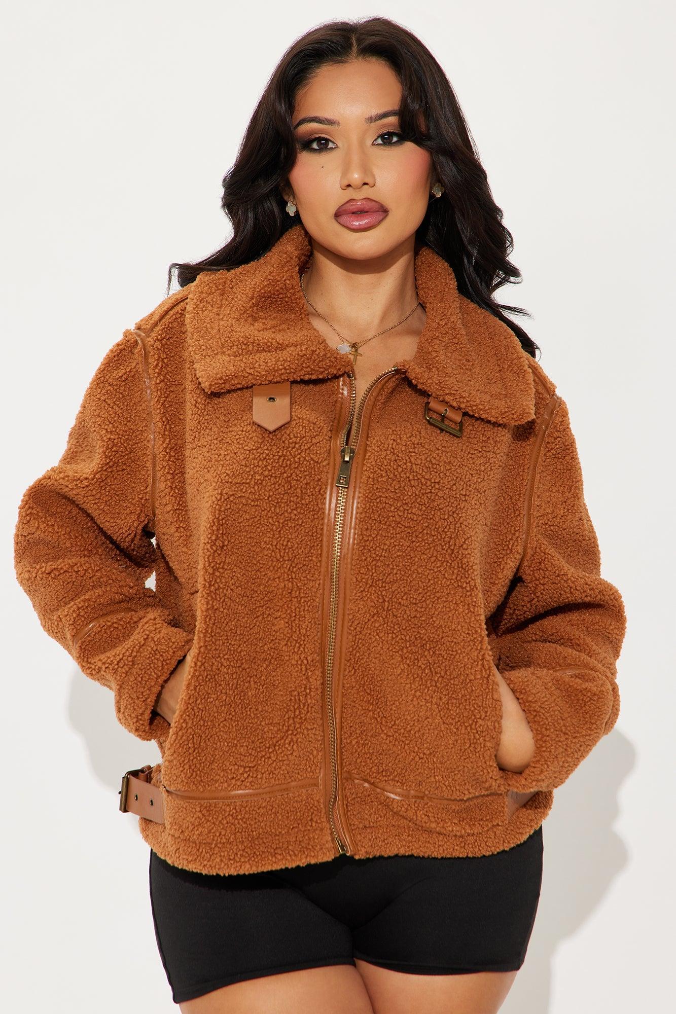 Arin Sherpa Moto Jacket - Camel Product Image