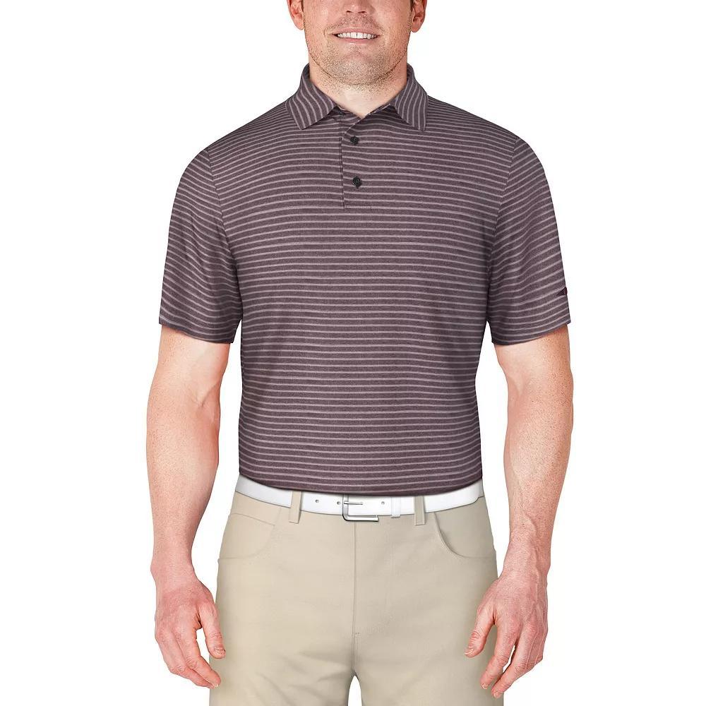 Mens Grand Slam Grand Slam Heather Stripe Short Sleeve Slim Fit Golf Polo Shirt Fig Grey Product Image