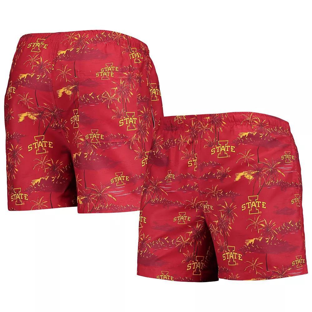 Men's FOCO Cardinal Iowa State Cyclones Island Palm Swim Trunks,  Product Image