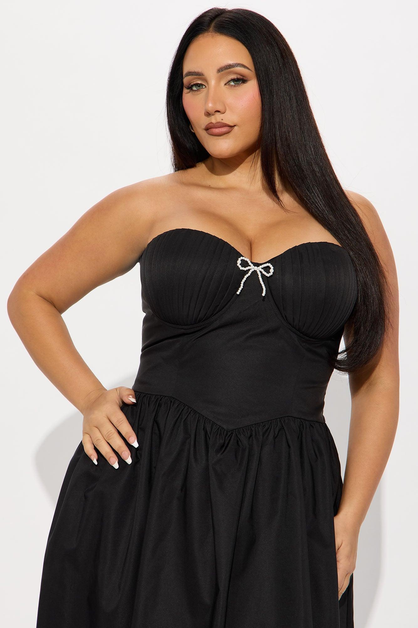 Mademoiselle Satin Midi Dress - Black Female Product Image