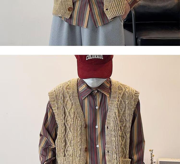 V-Neck Button-Up Sweater Vest Product Image