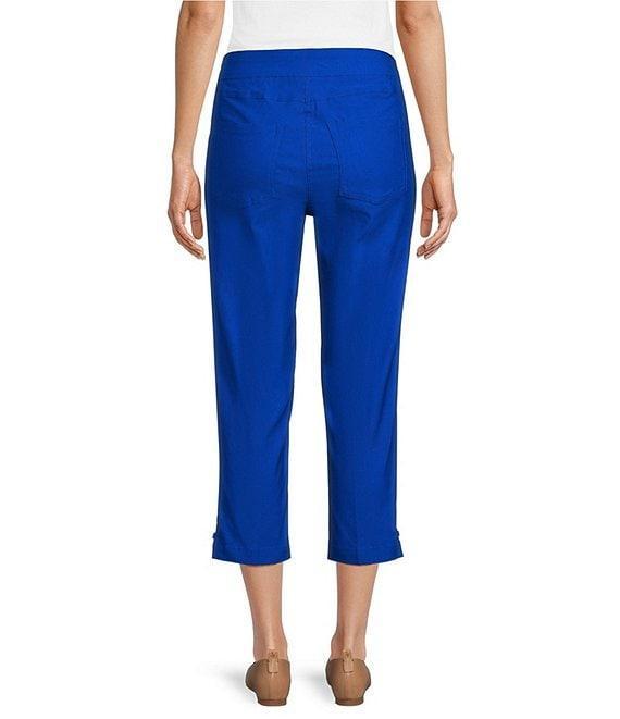 Multiples Solid Straight Ladder Hem Pull-On Twill Crop Pants Product Image