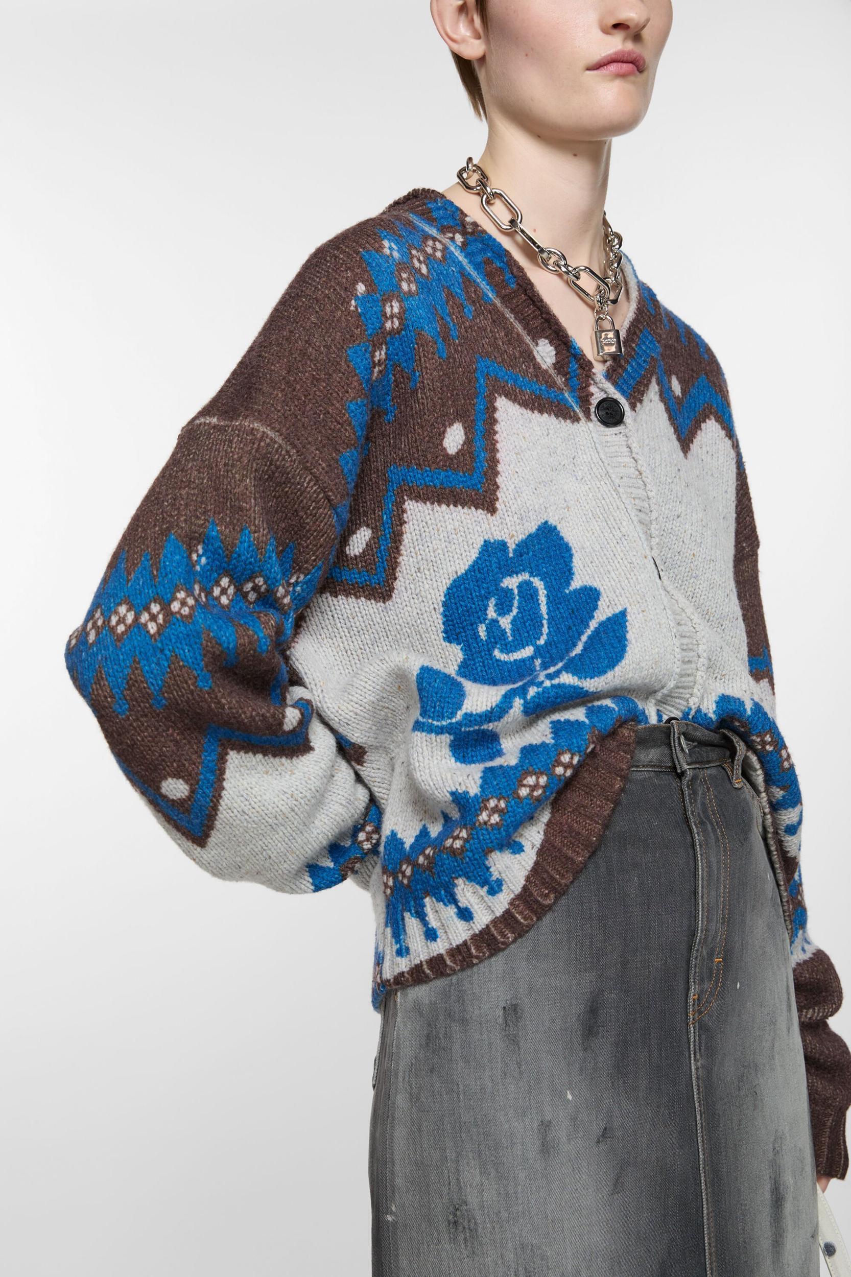 Jacquard wool cardigan Product Image
