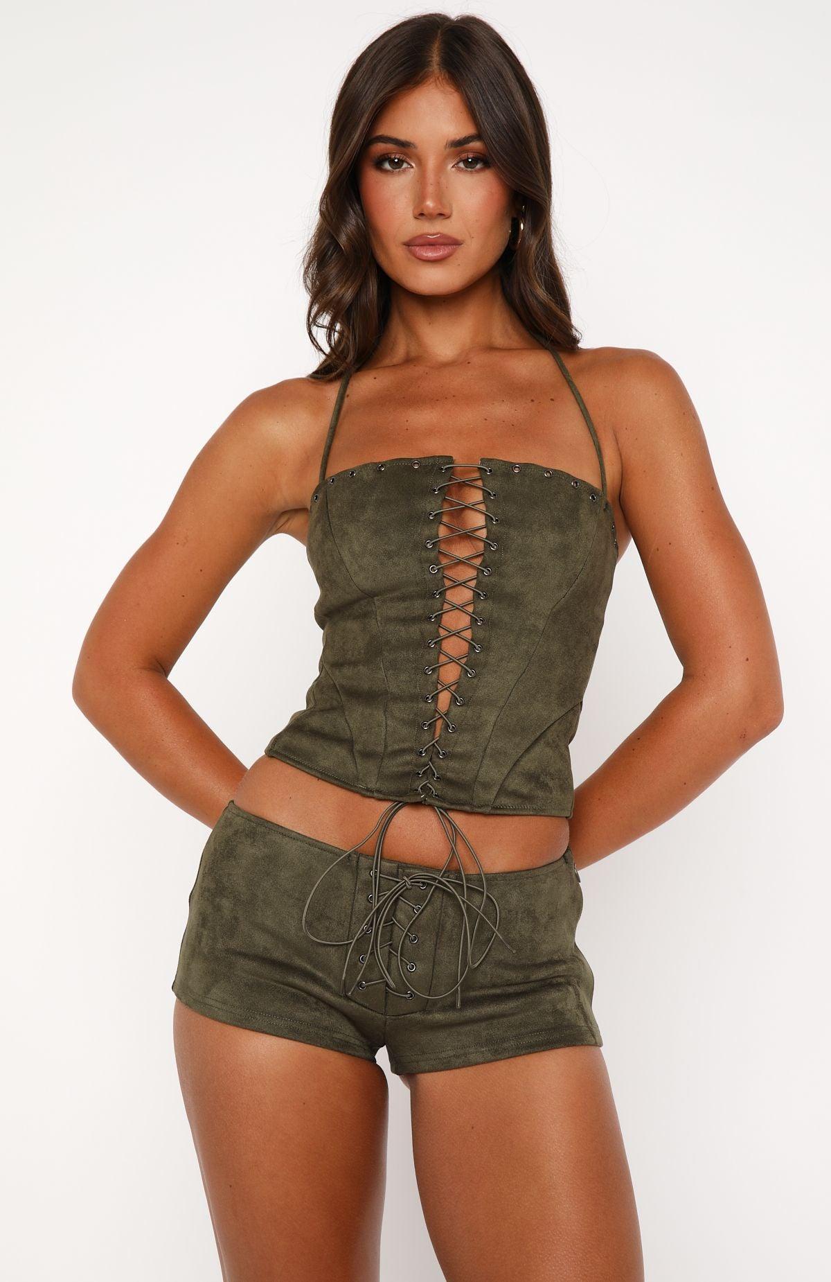 Don't Speak Faux Suede Bustier Cactus Product Image