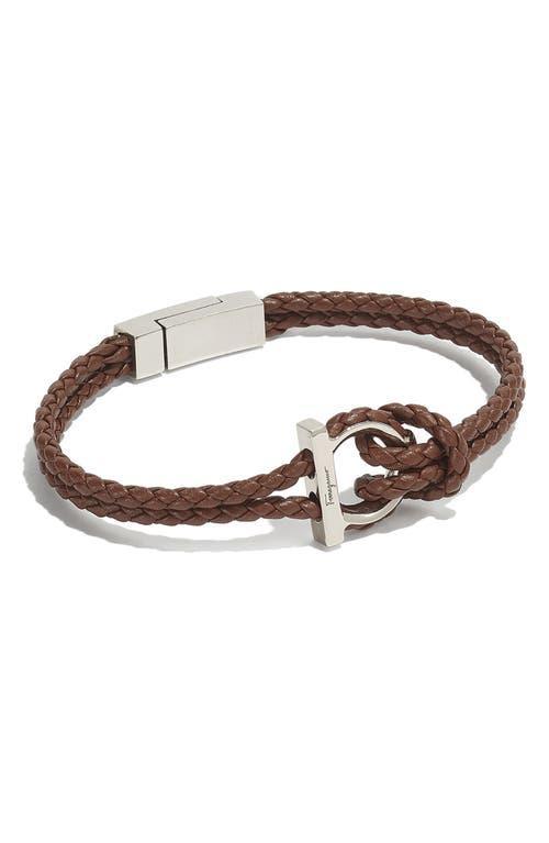 Salvatore Ferragamo Mens Gancini Double Woven Leather Bracelet Product Image