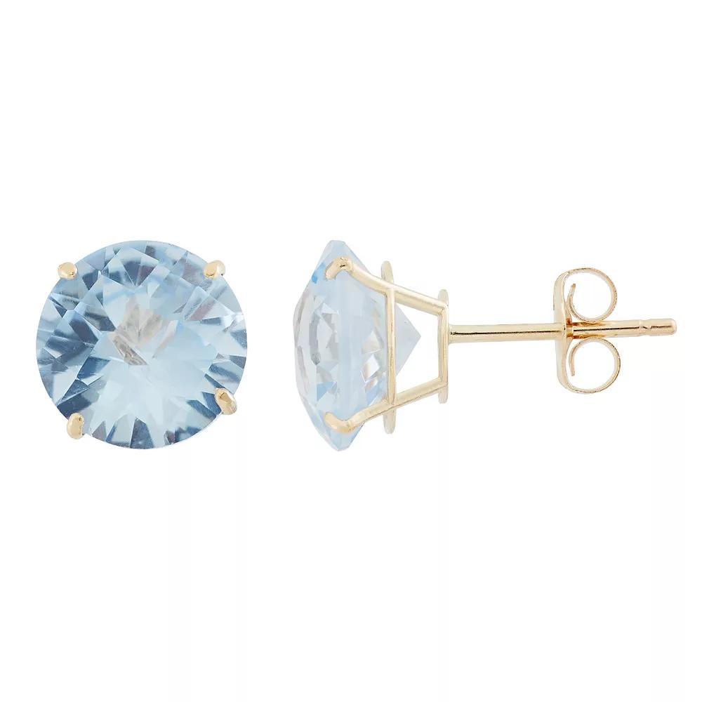 Designs by Gioelli Lab-Created Aquamarine 10k Gold Stud Earrings, Women's, Blue Product Image