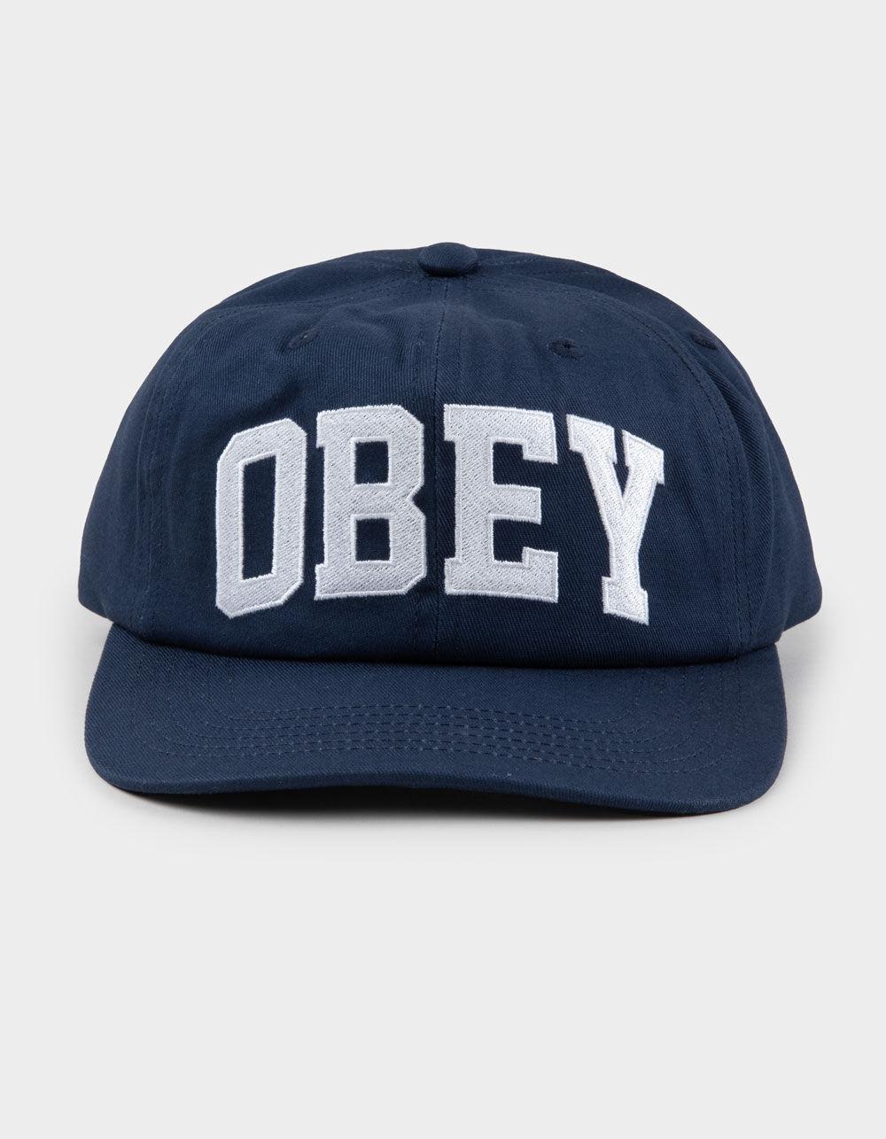 OBEY Collegiate 6 Panel Strapback Hat - CREAM Product Image