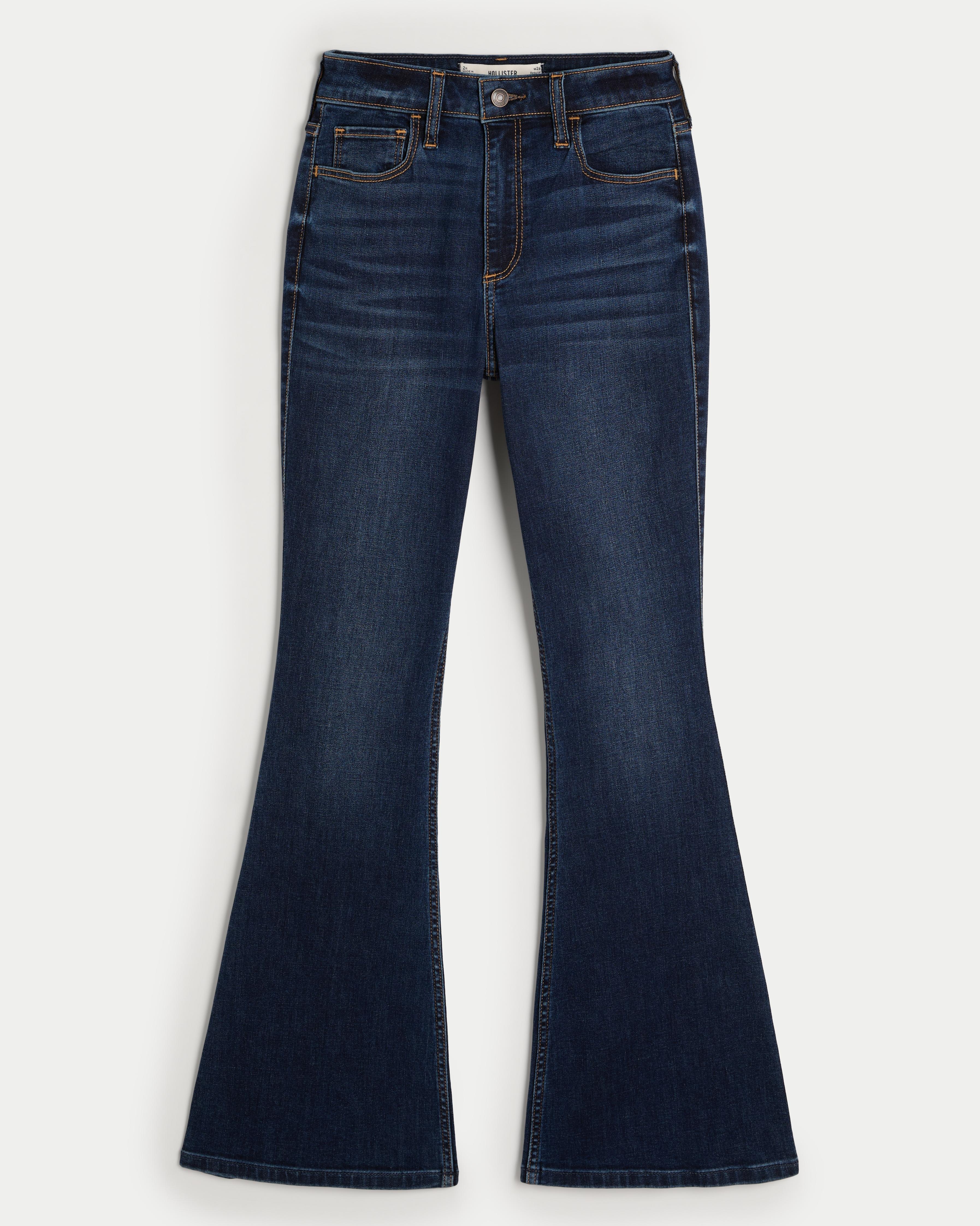 Curvy High-Rise Dark Wash Flare Jeans Product Image