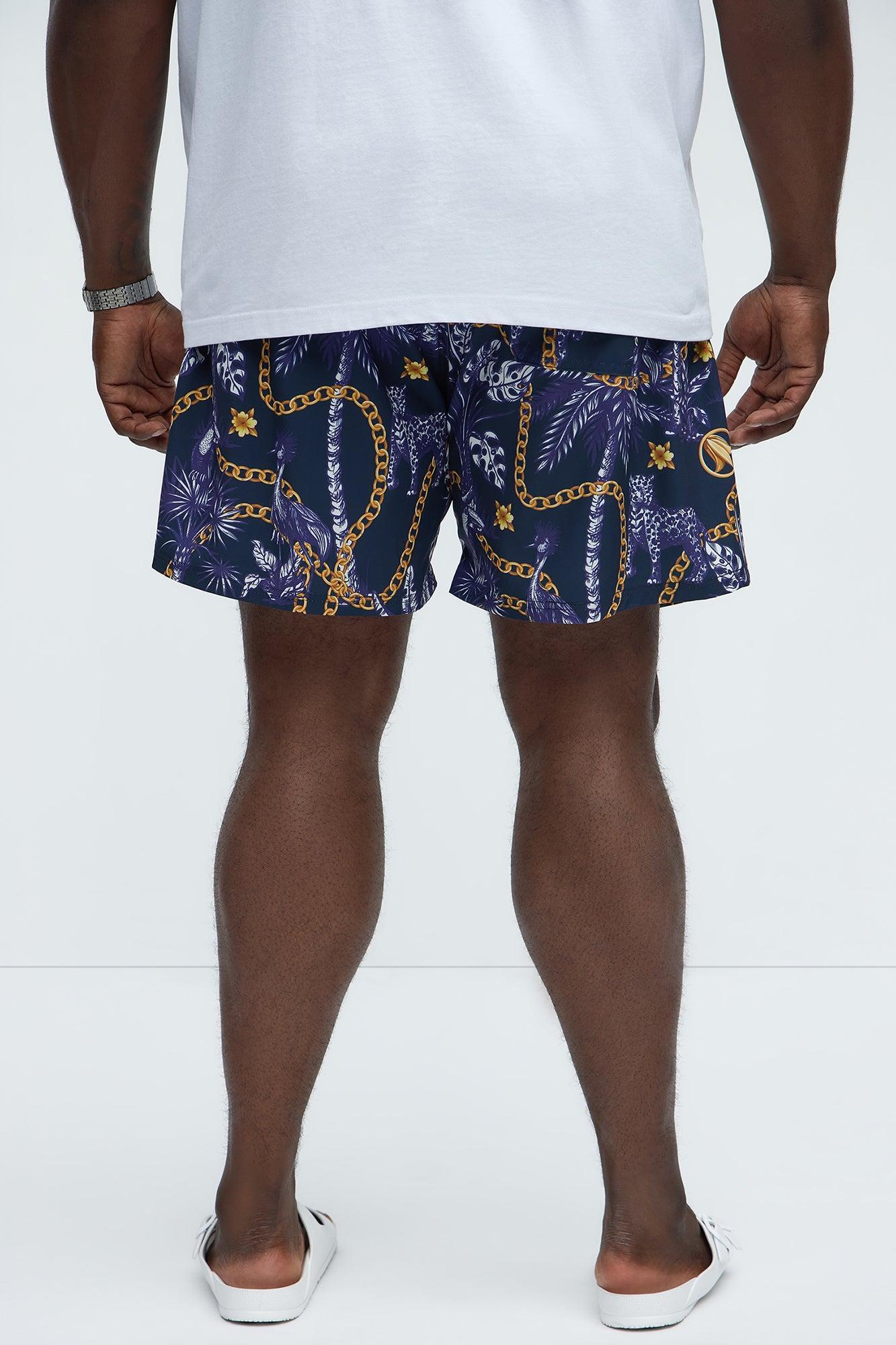 Chain Link Swim Mid Trunk - Navy/combo Product Image