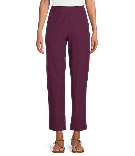 Eileen Fisher Stretch Crepe Flat Front Ankle Tapered Pants Product Image