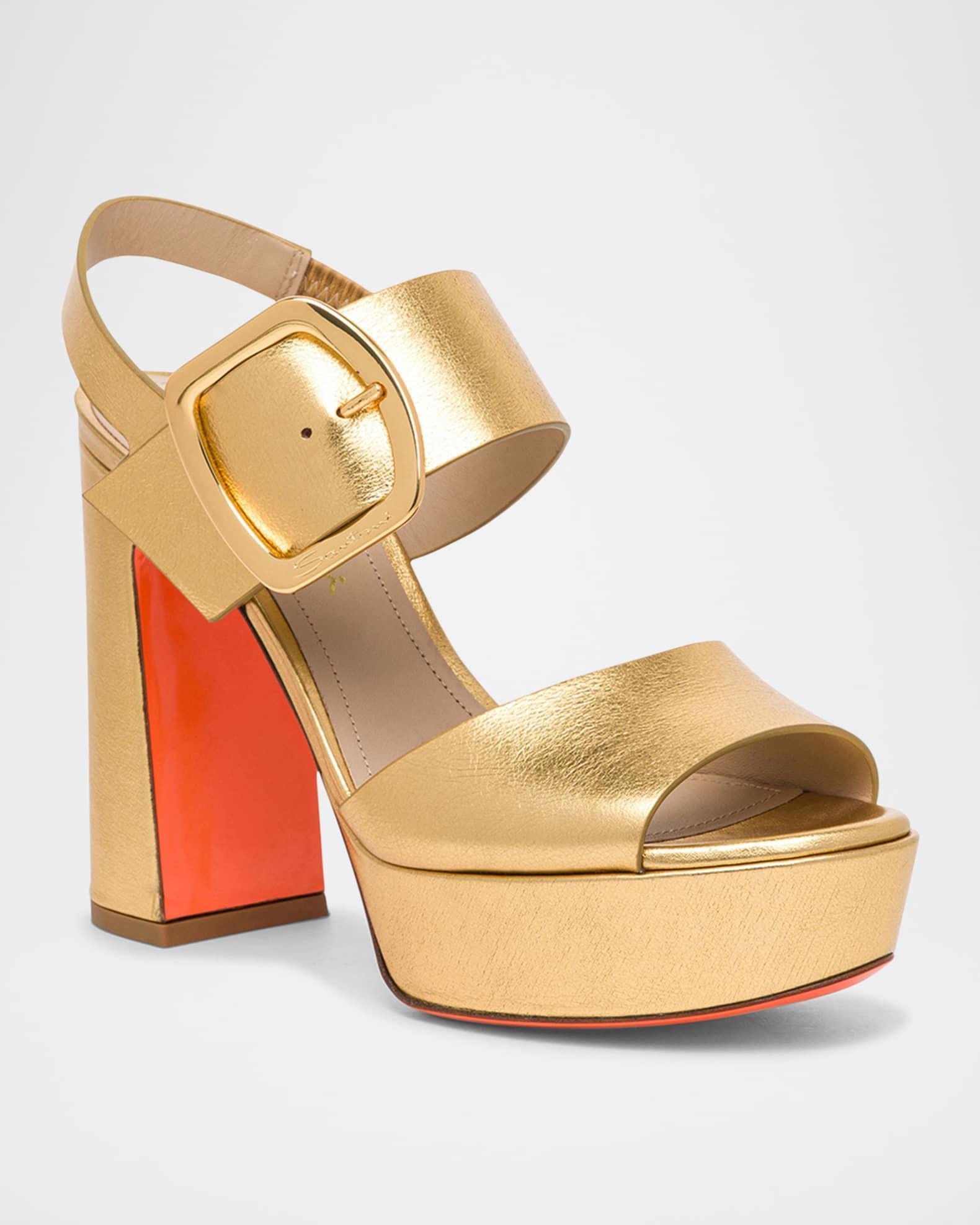Bruxel Metallic Buckle Platform Sandals Product Image