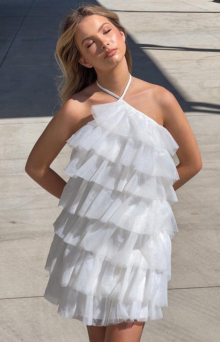 She's Here White Ruffle Mini Dress Product Image