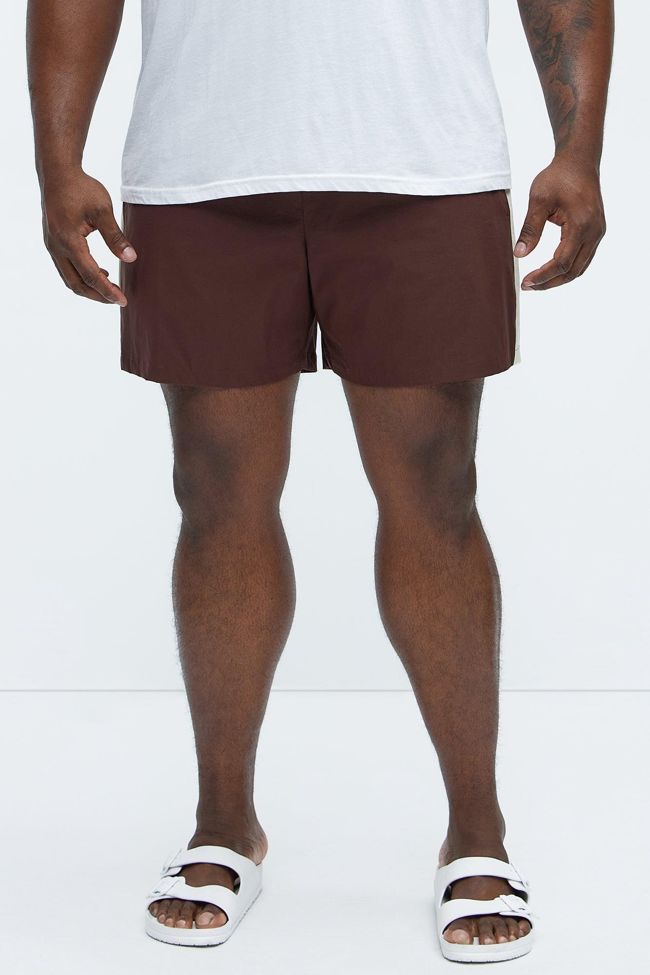 Contrast On The Side Swim Mid Trunk - Brown/combo Product Image