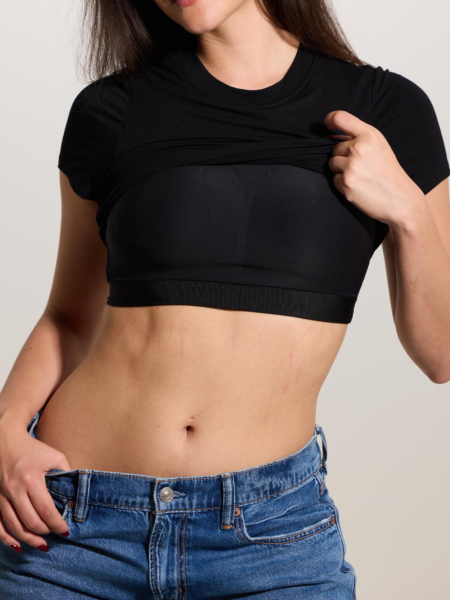 Solid Crew Neck Braless T-Shirt Product Image