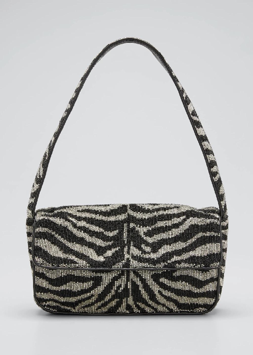 STAUD Tommy Two-tone Beaded Shoulder Bag In Black White Product Image