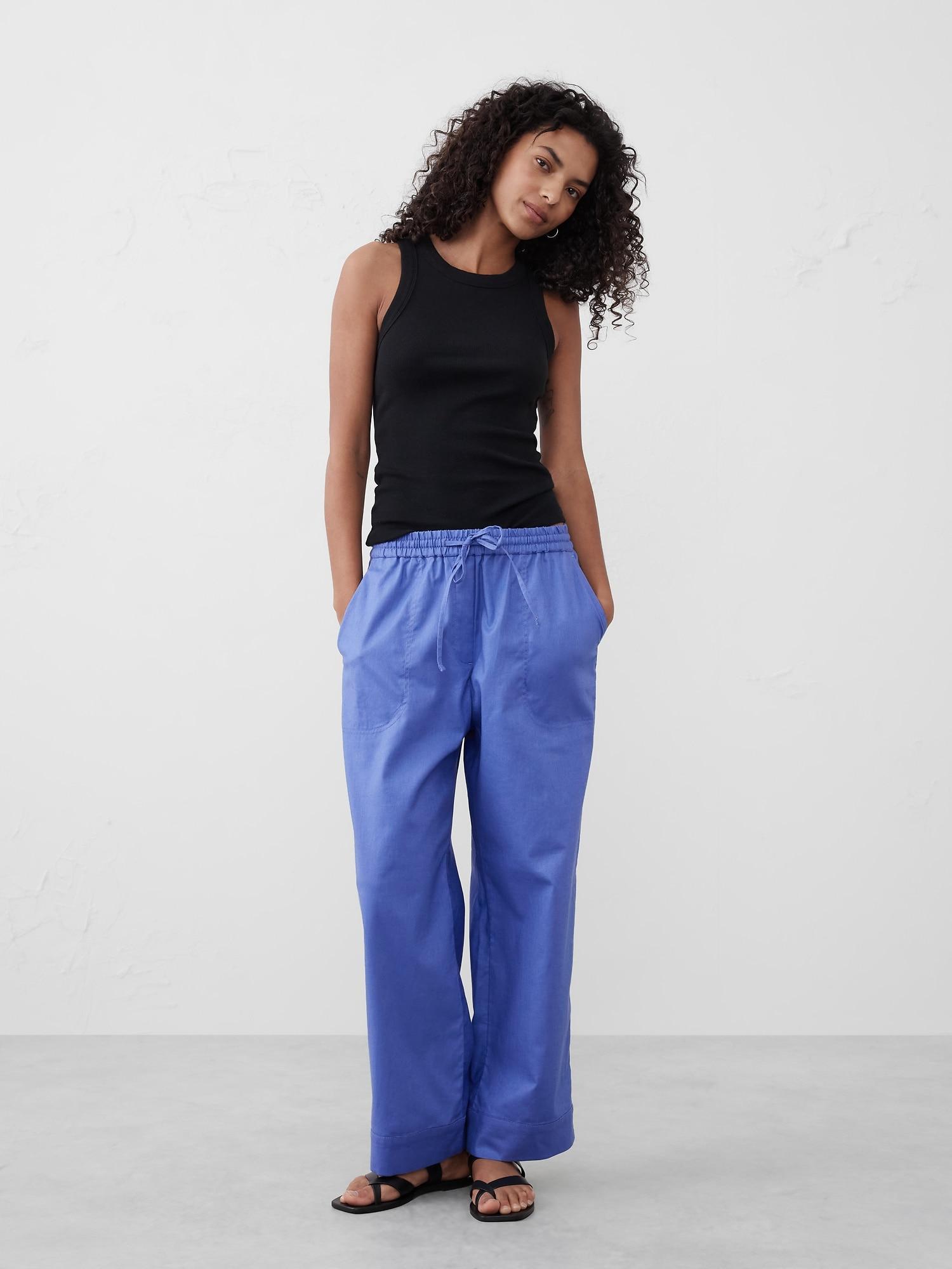 Straight Linen-Blend Pull-On Pant Product Image