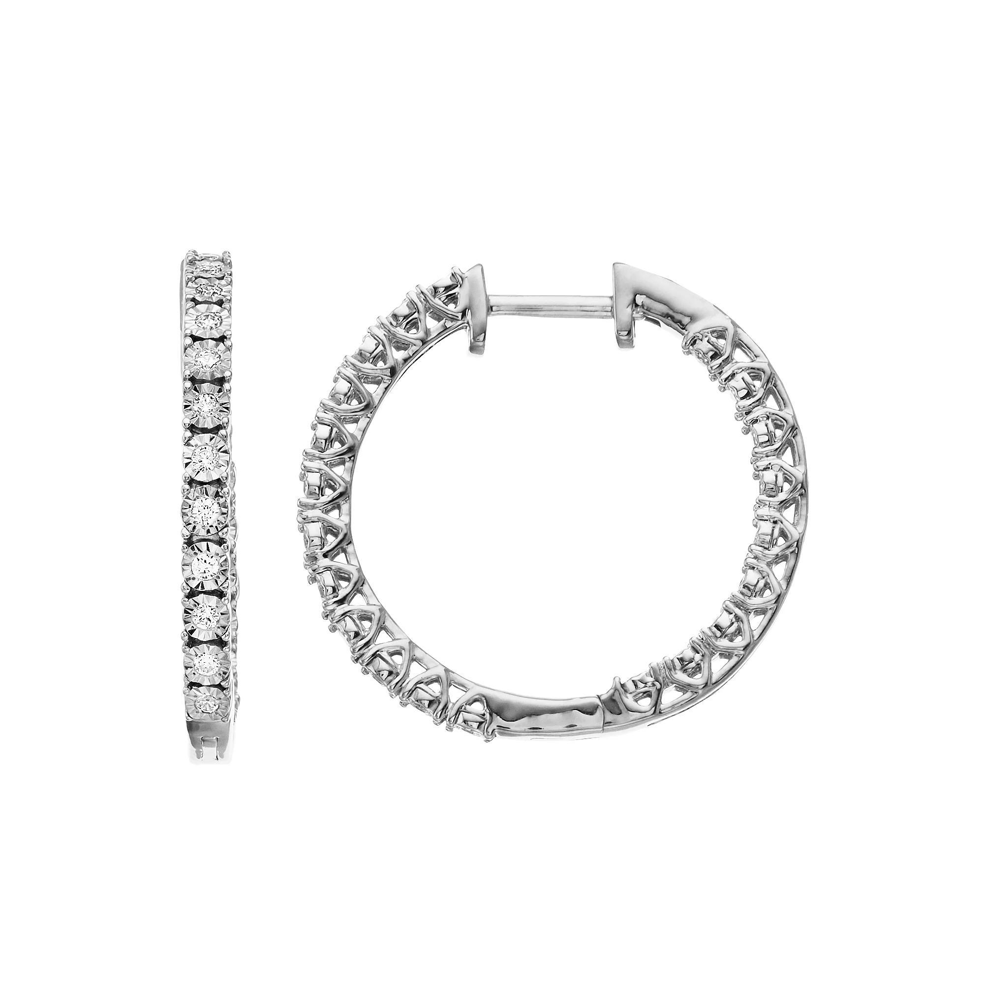 Diamond Brilliance 1/2 Carat T.W. Diamond Hoop Earrings, Women's, Silver Tone Product Image