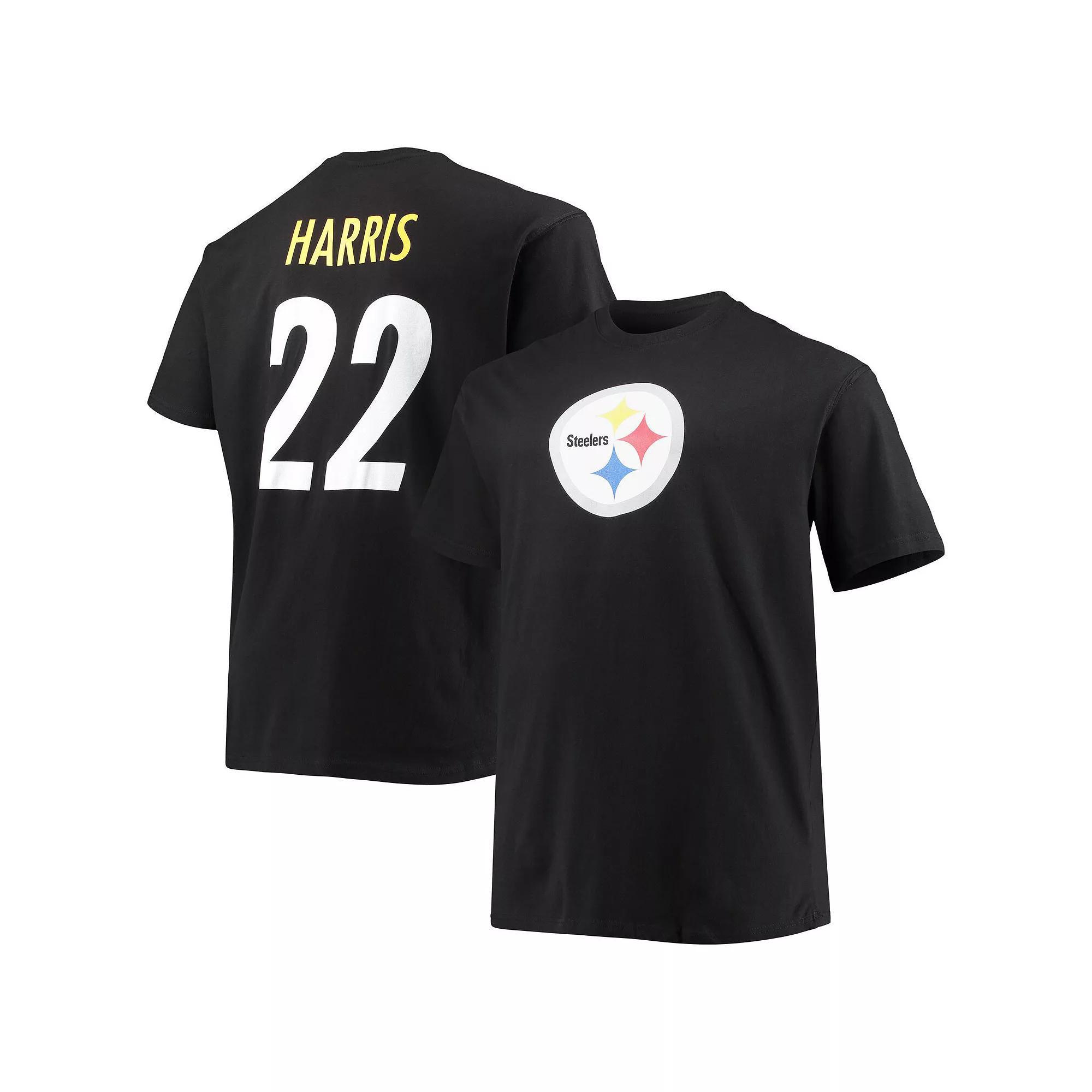 Men's Fanatics Branded Najee Harris Black Pittsburgh Steelers Big & Tall Player Name & Number T-Shirt, Size: XLT Product Image