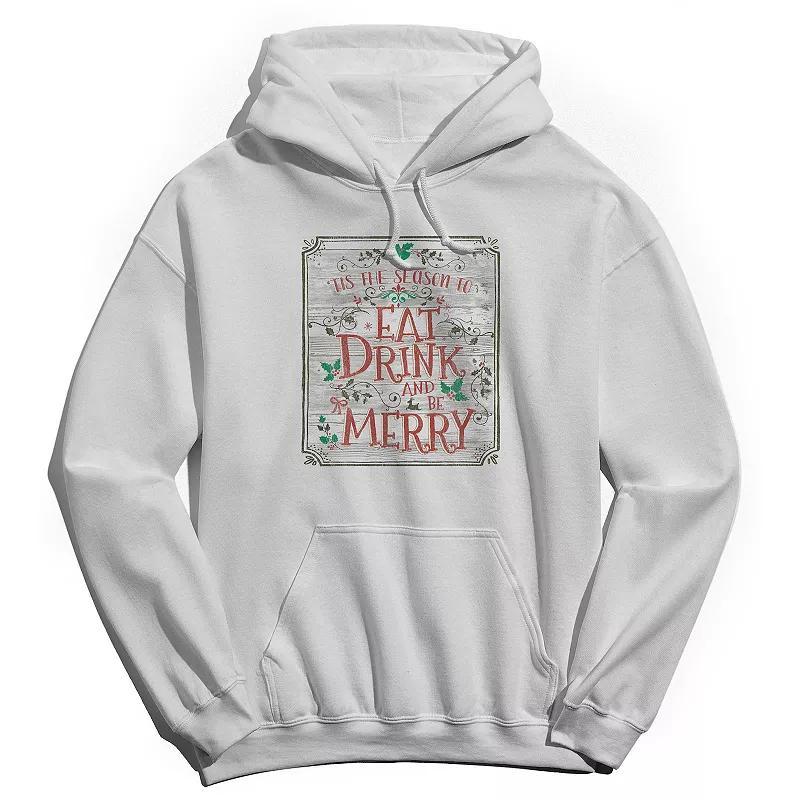 Men's Eat Drink Be Merry Hoodie, Women's, Size: XL, White Product Image