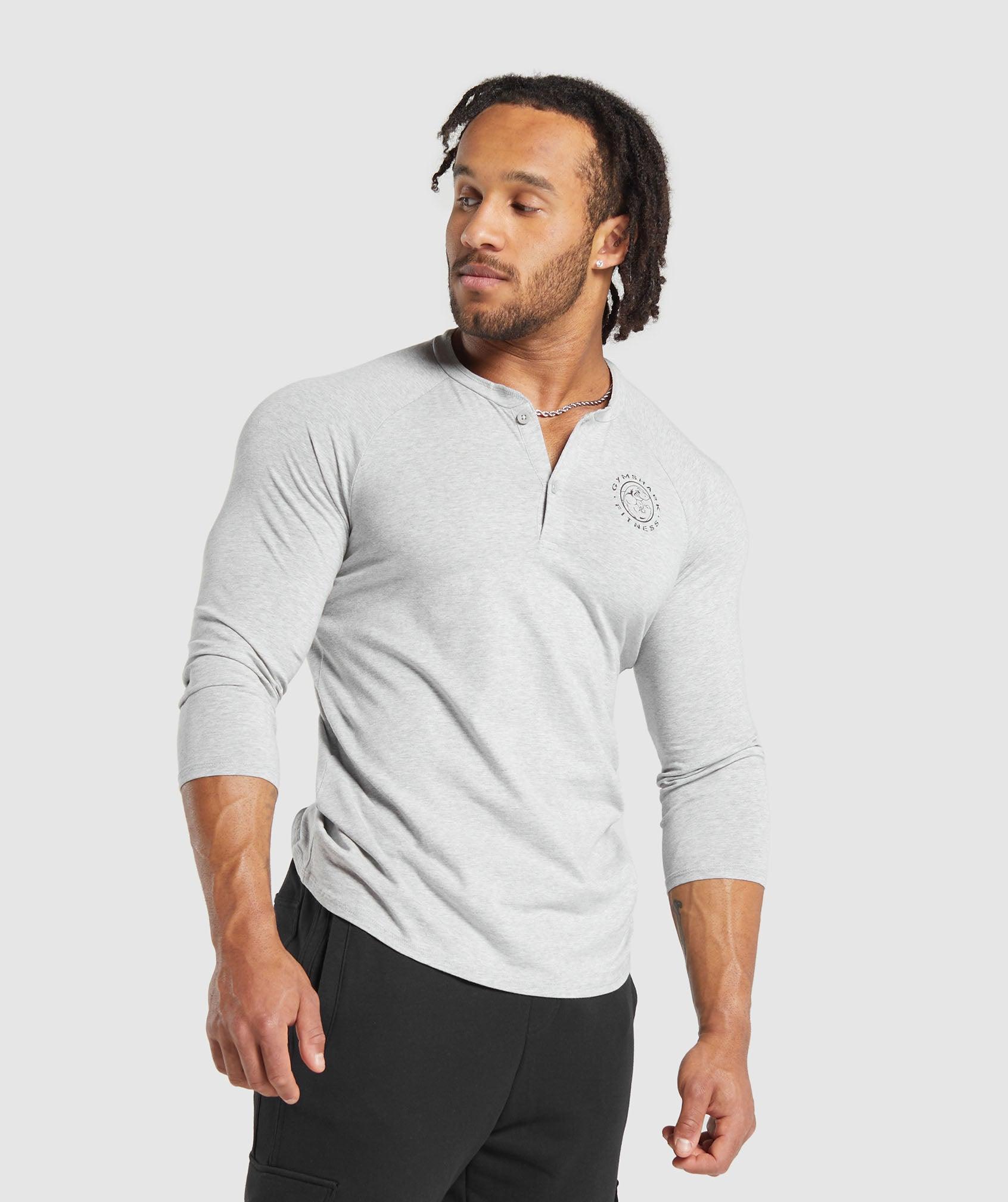 Gymshark Legacy Henley - Light Grey Marl Male Product Image