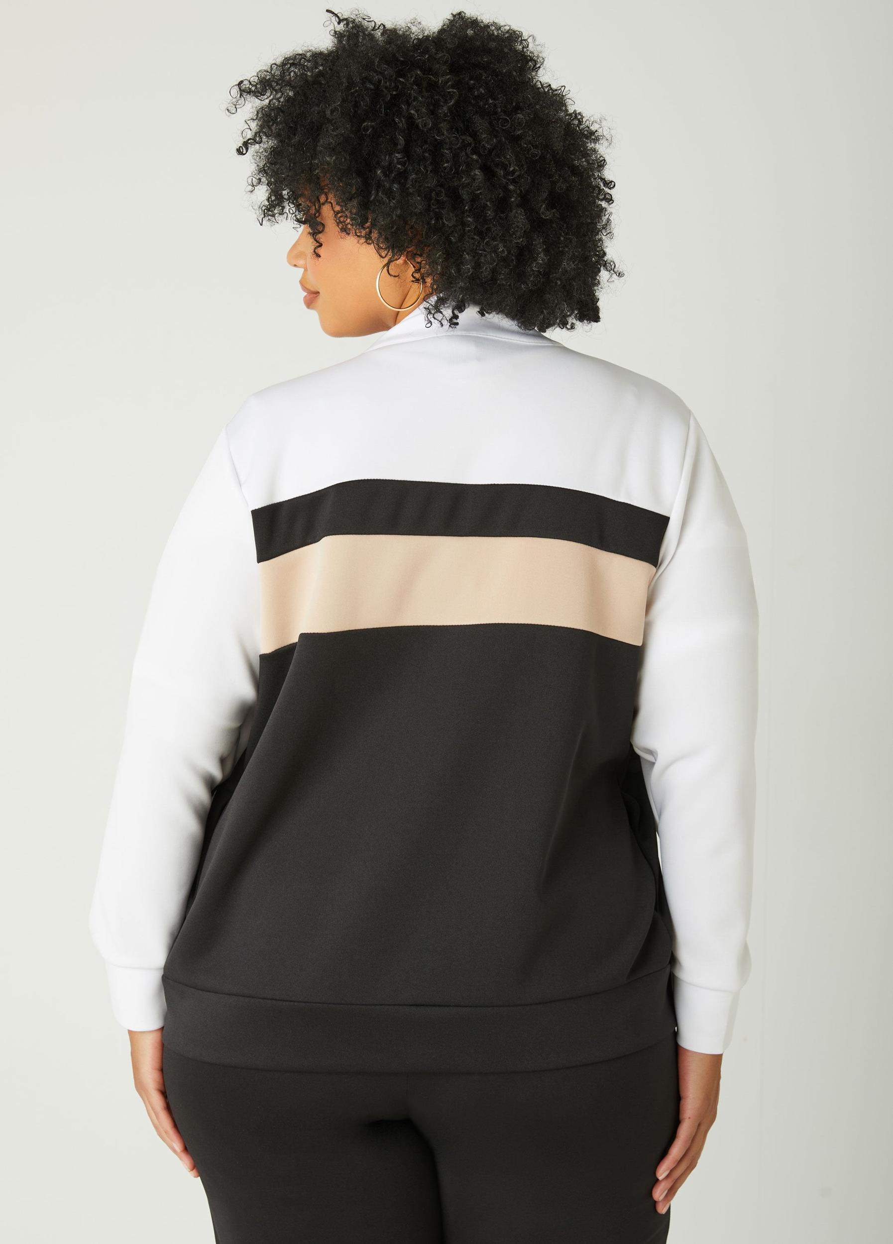 Plus Size Colorblock Zip Front Track Jacket Ashley Stewart Product Image