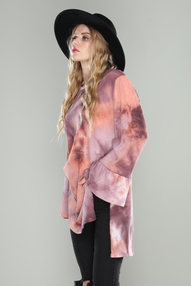 Grape peach tie dye textuRed top Product Image