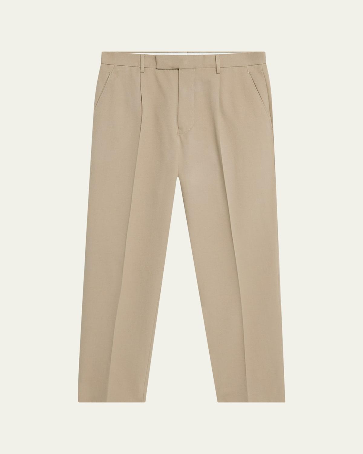 Mens Pleated Cotton-Wool Pants Product Image