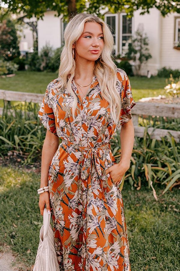 Vineyard Charm Satin Midi in Copper Product Image