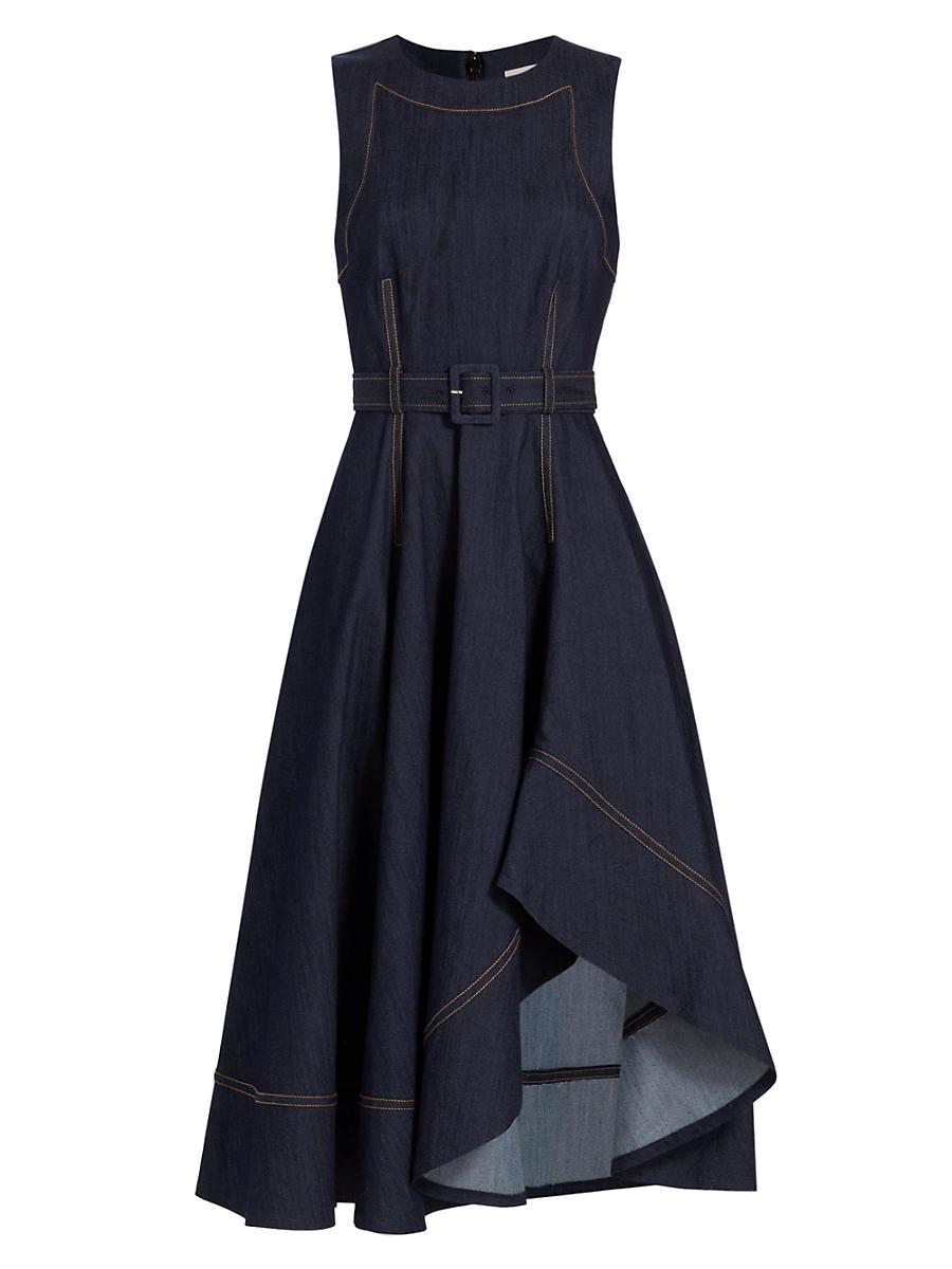 Womens Zelda Denim Belted Midi-Dress Product Image