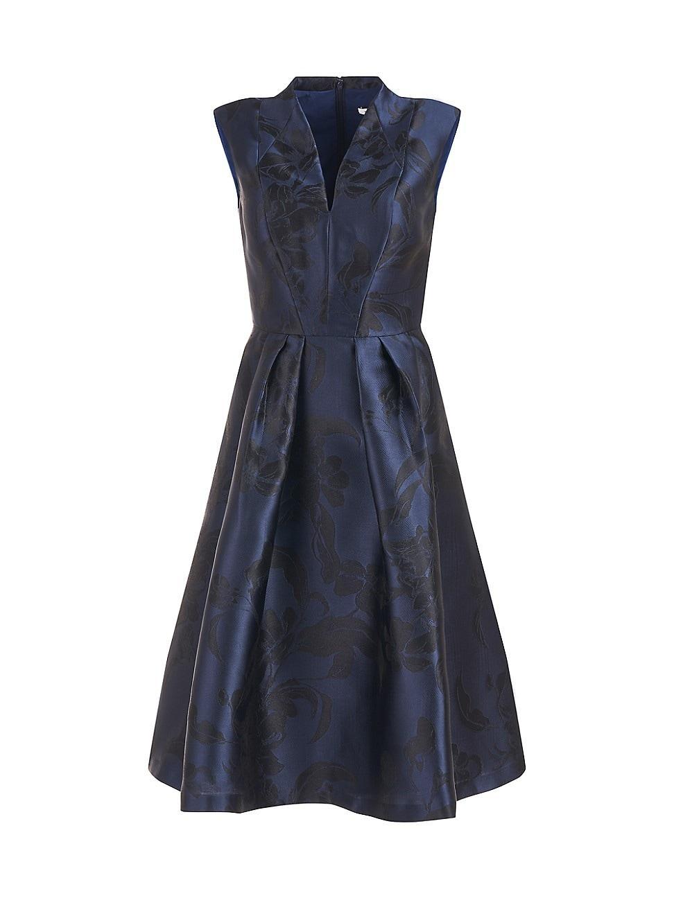 Womens Hadley Metallic Floral Jacquard Midi-Dress Product Image