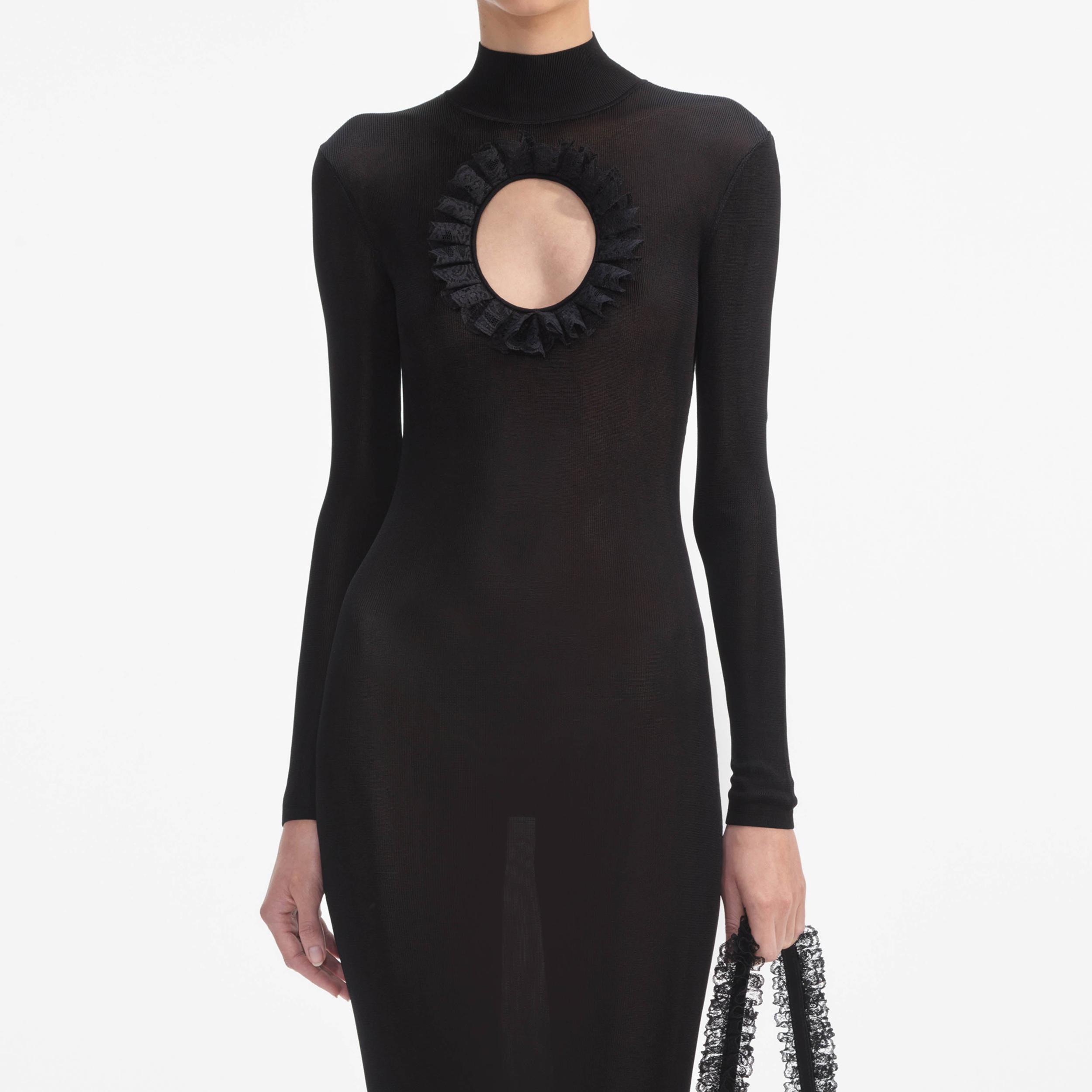 Black Knit Cut Out Maxi Dress Product Image