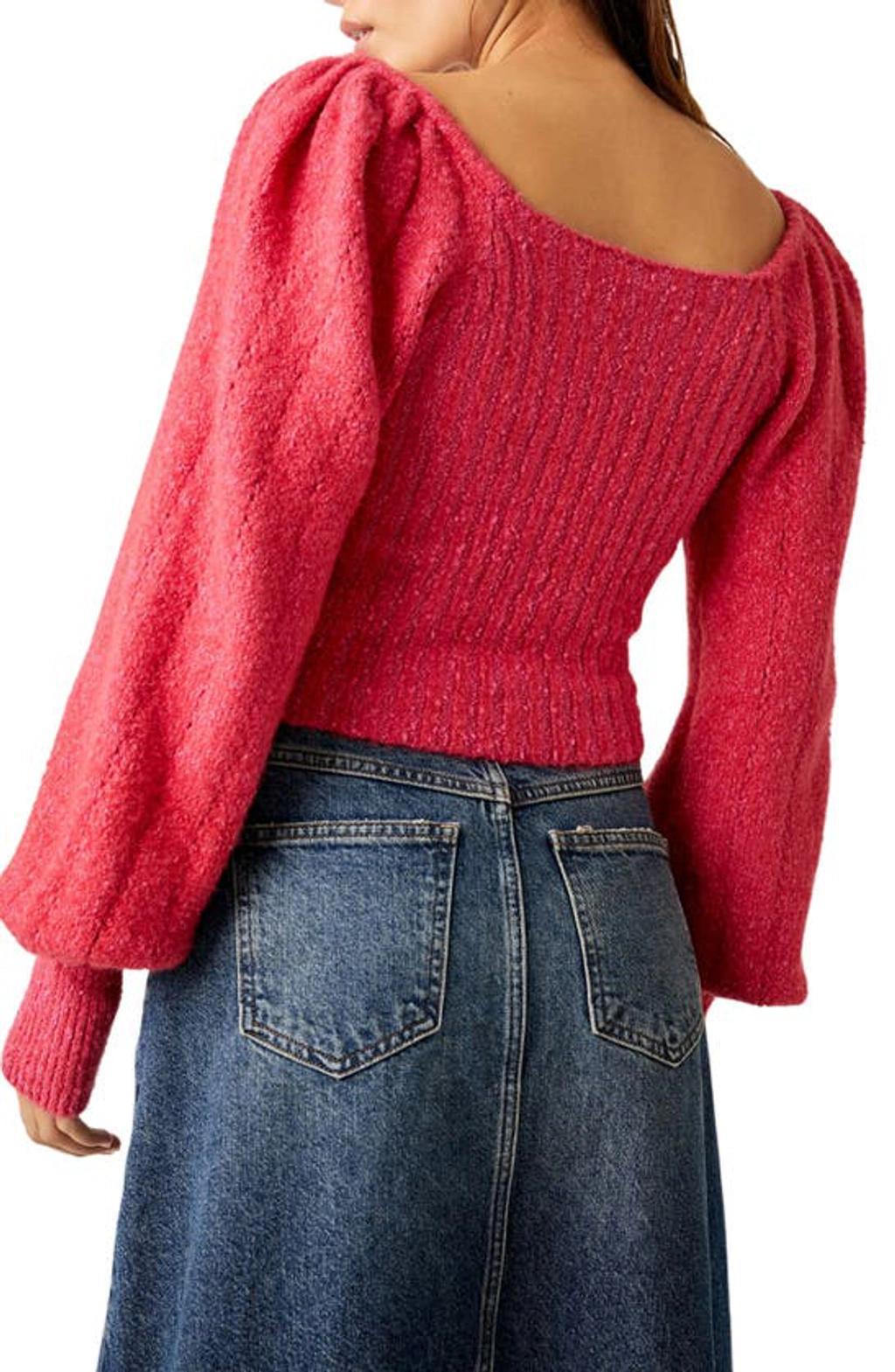 Katie Mix Stitch Square Neck Sweater In Pink Product Image