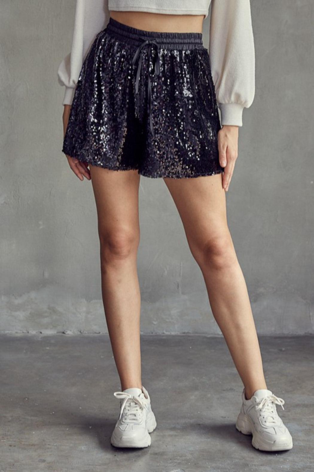 Elastic Waist Sequin Short Product Image