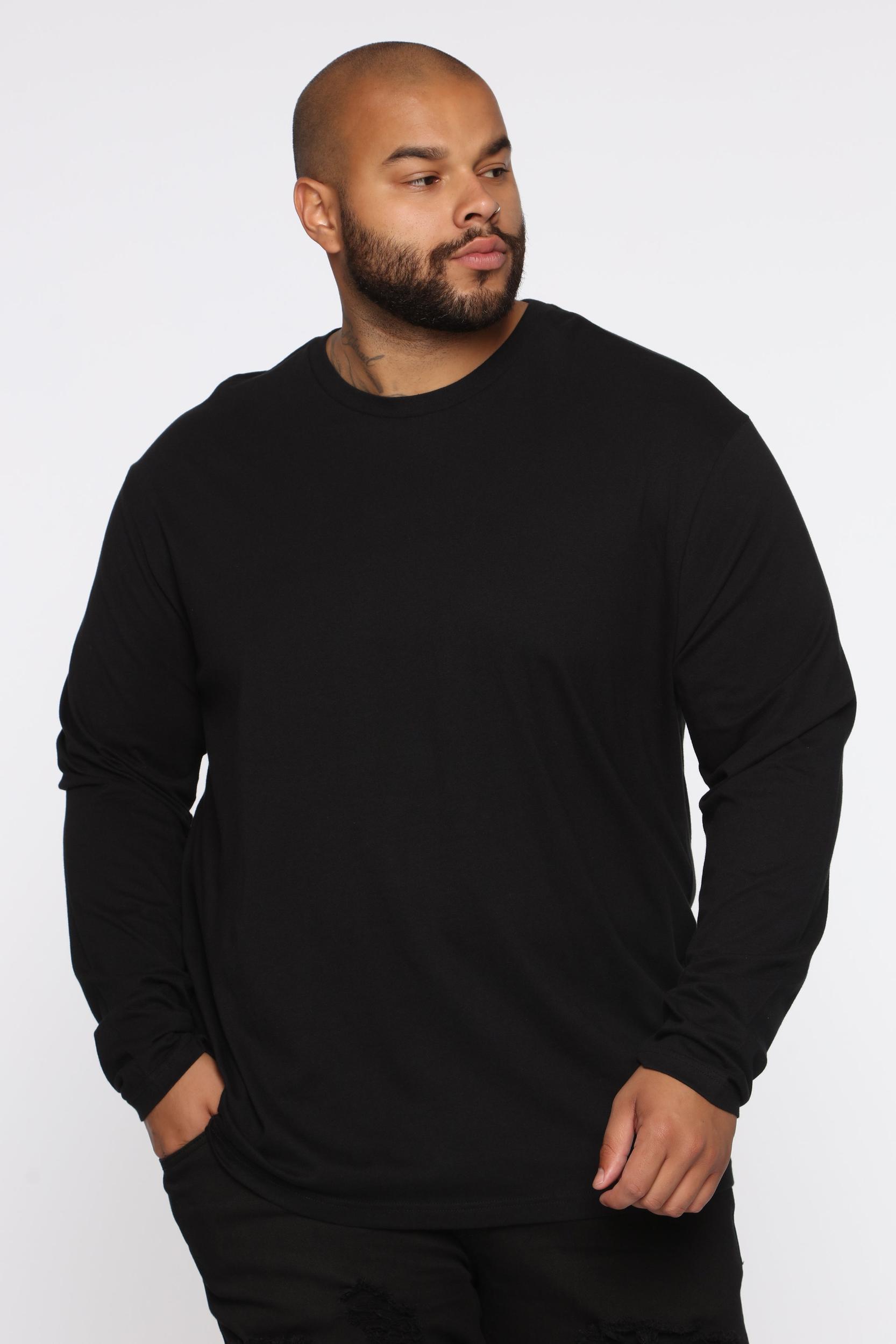 Essential Long Sleeve Crew Tee - Black Product Image