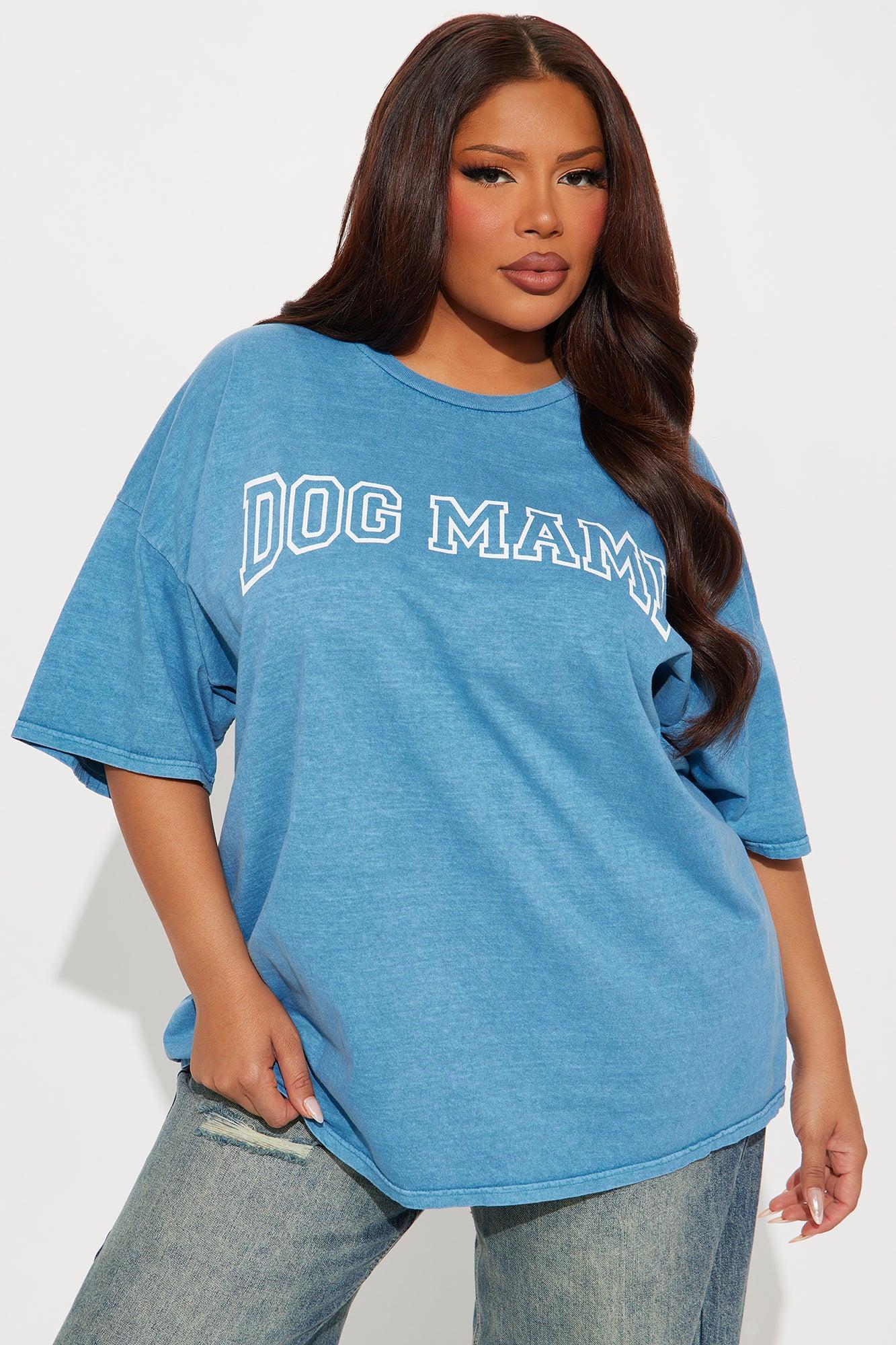 Dog Mami Washed Oversized Tee - Blue Product Image