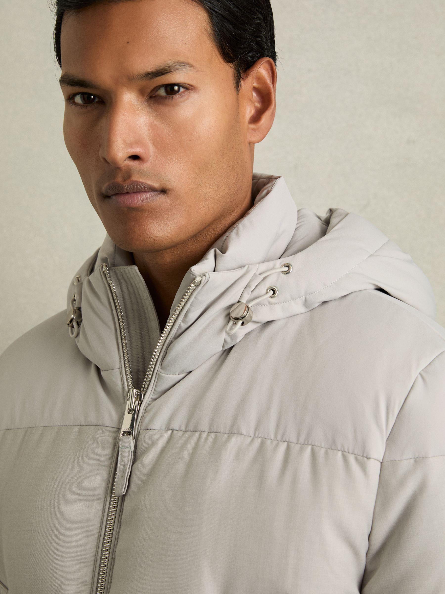 Quilted Longline Puffer Jacket in Grey Product Image